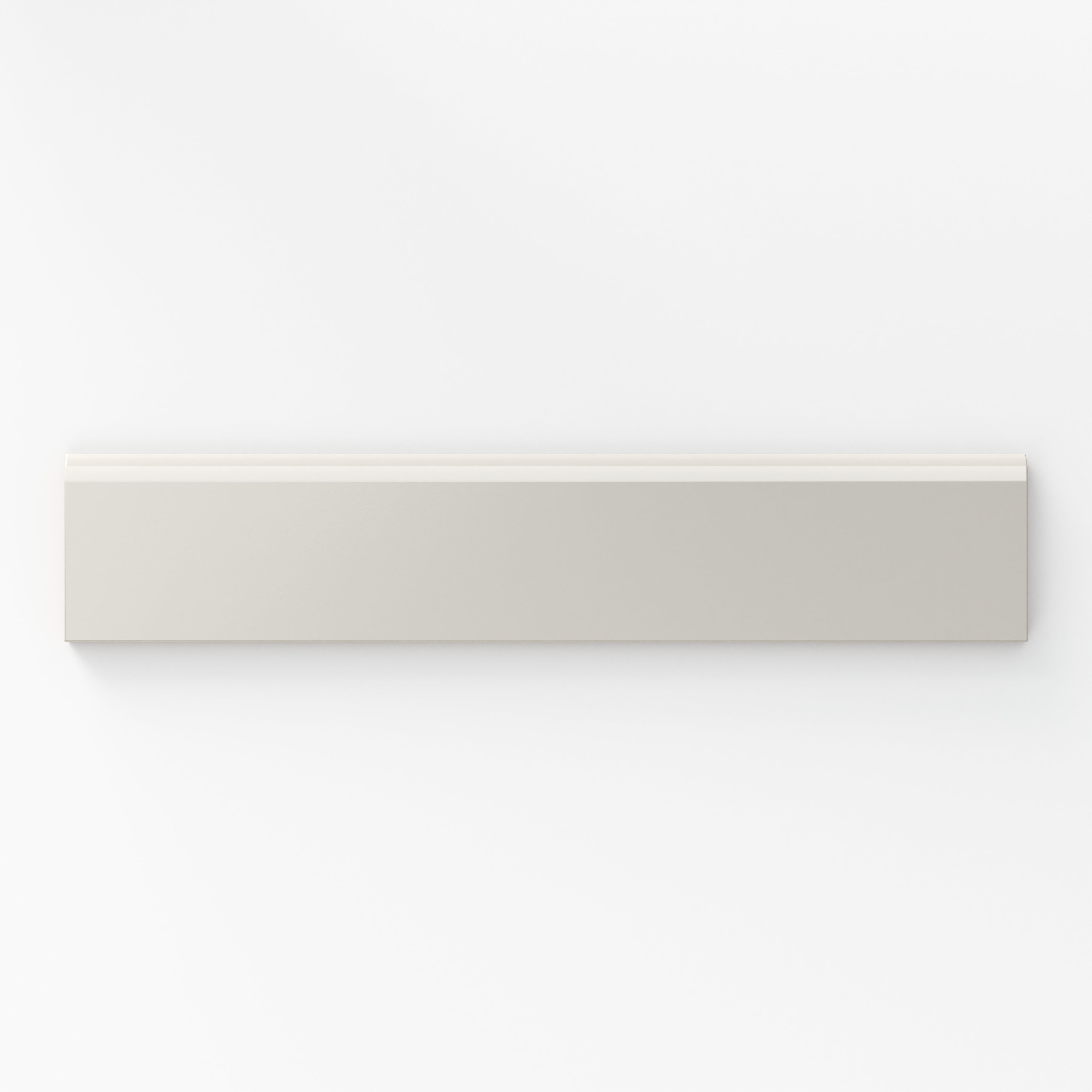 Matte beige bullnose tile with a soft, muted tone, ideal for creating a seamless and modern edge in interior spaces.