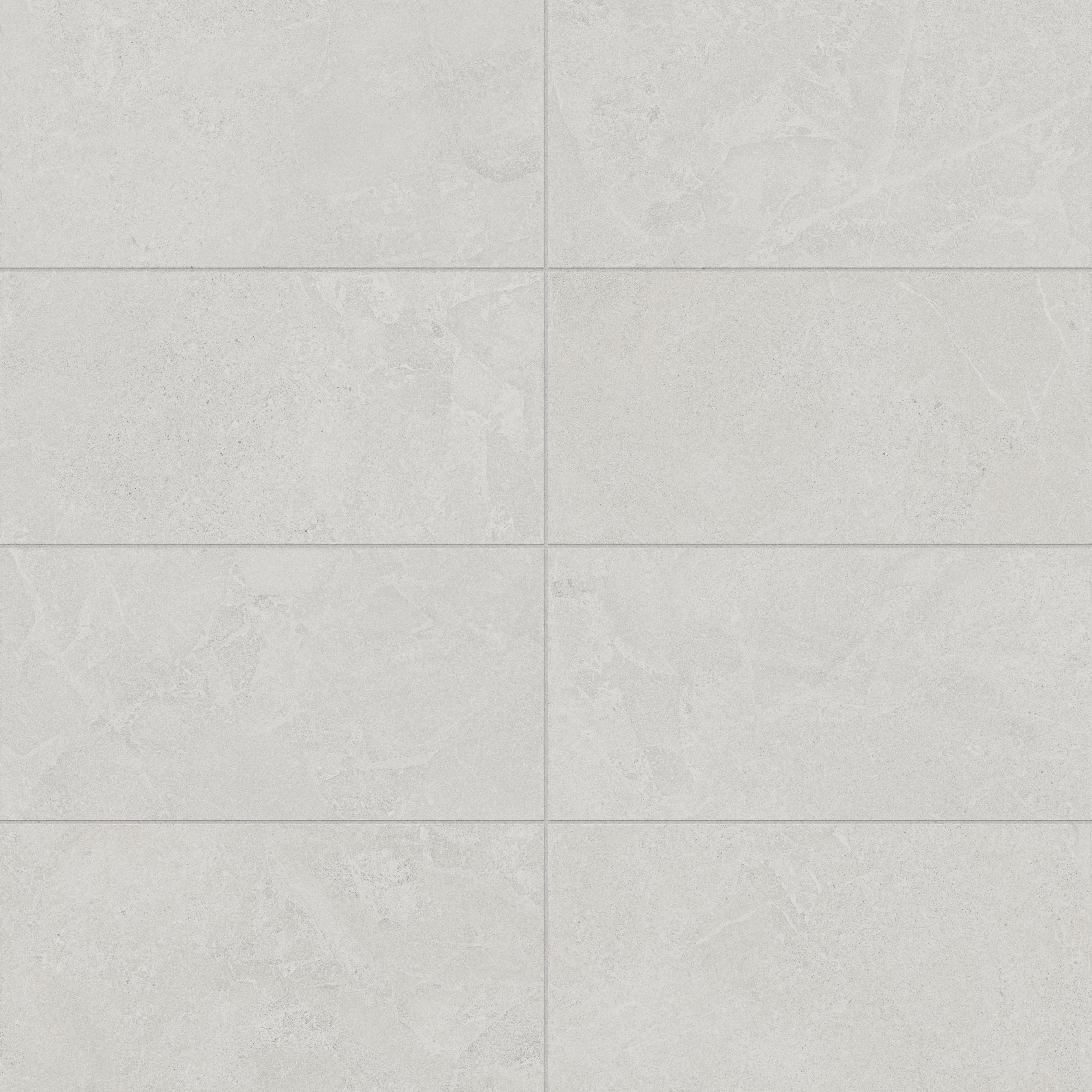 Annalise 12x24 Matte Porcelain Tile in Light Gray, highlighting subtle textures for an understated modern look.