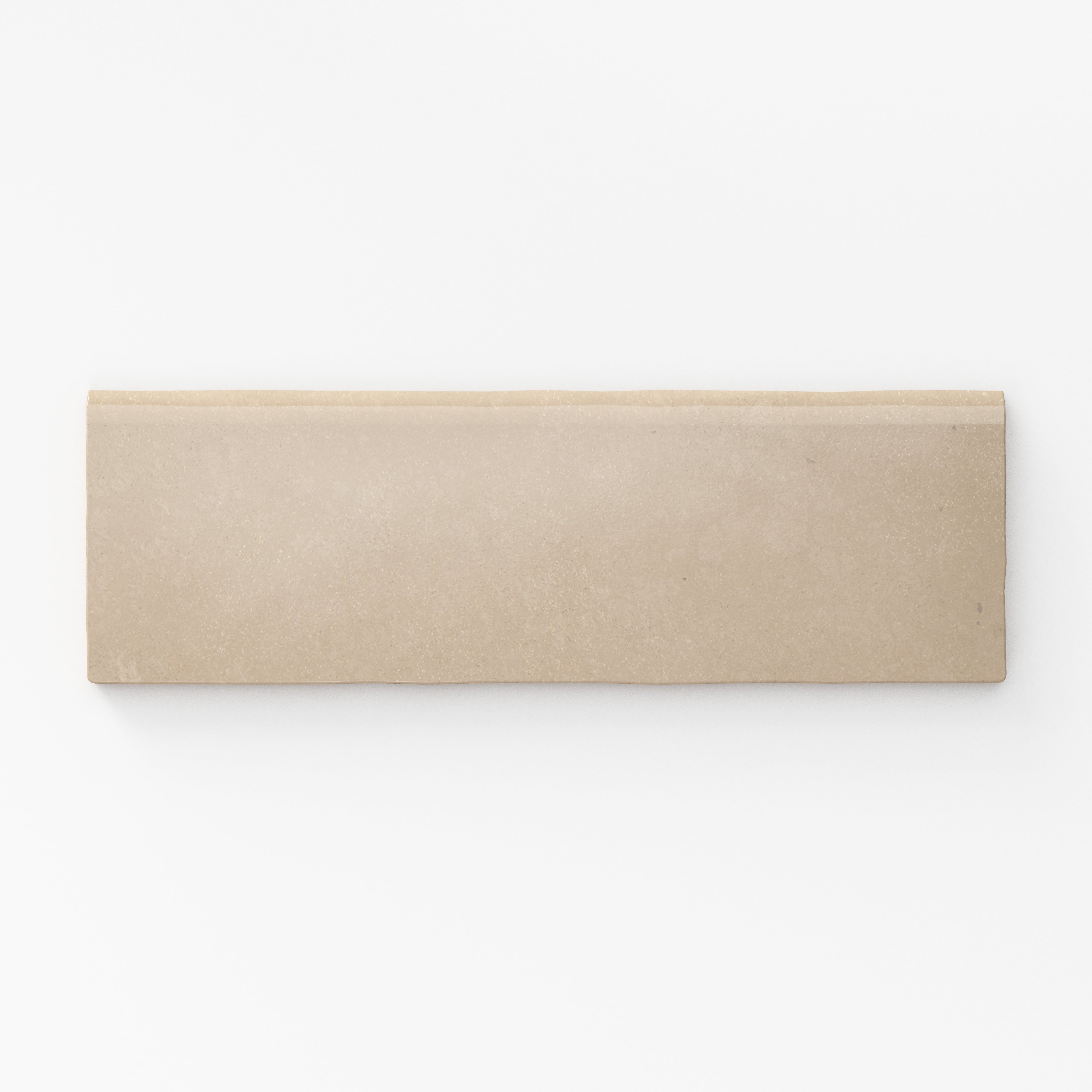 Warm beige bullnose tile with a soft matte finish, offering a subtle elegance for edge detailing or trim accents