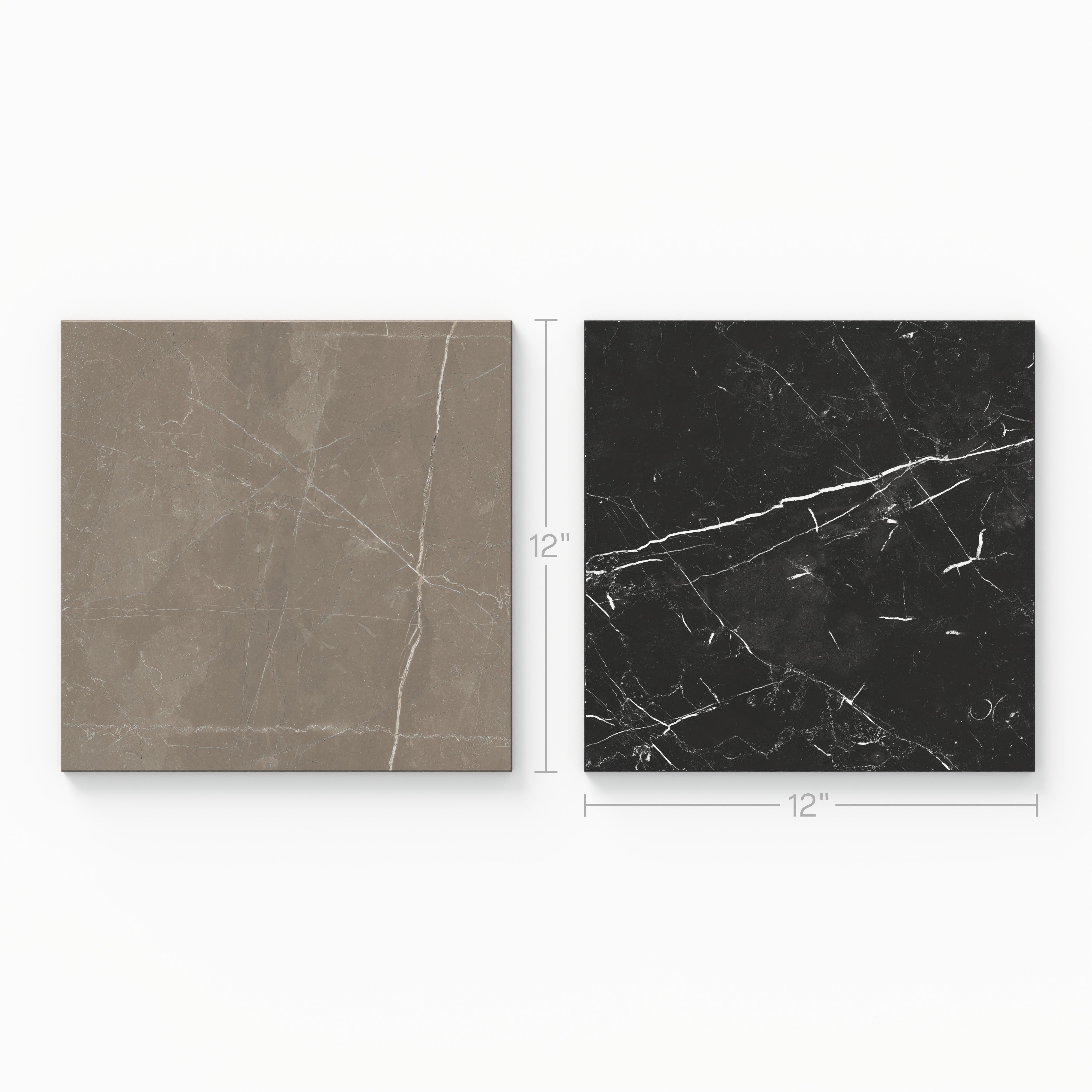 Leona 12x12 Checkerboard Polished Porcelain Tile in Amani Bronze and Nero Marquina