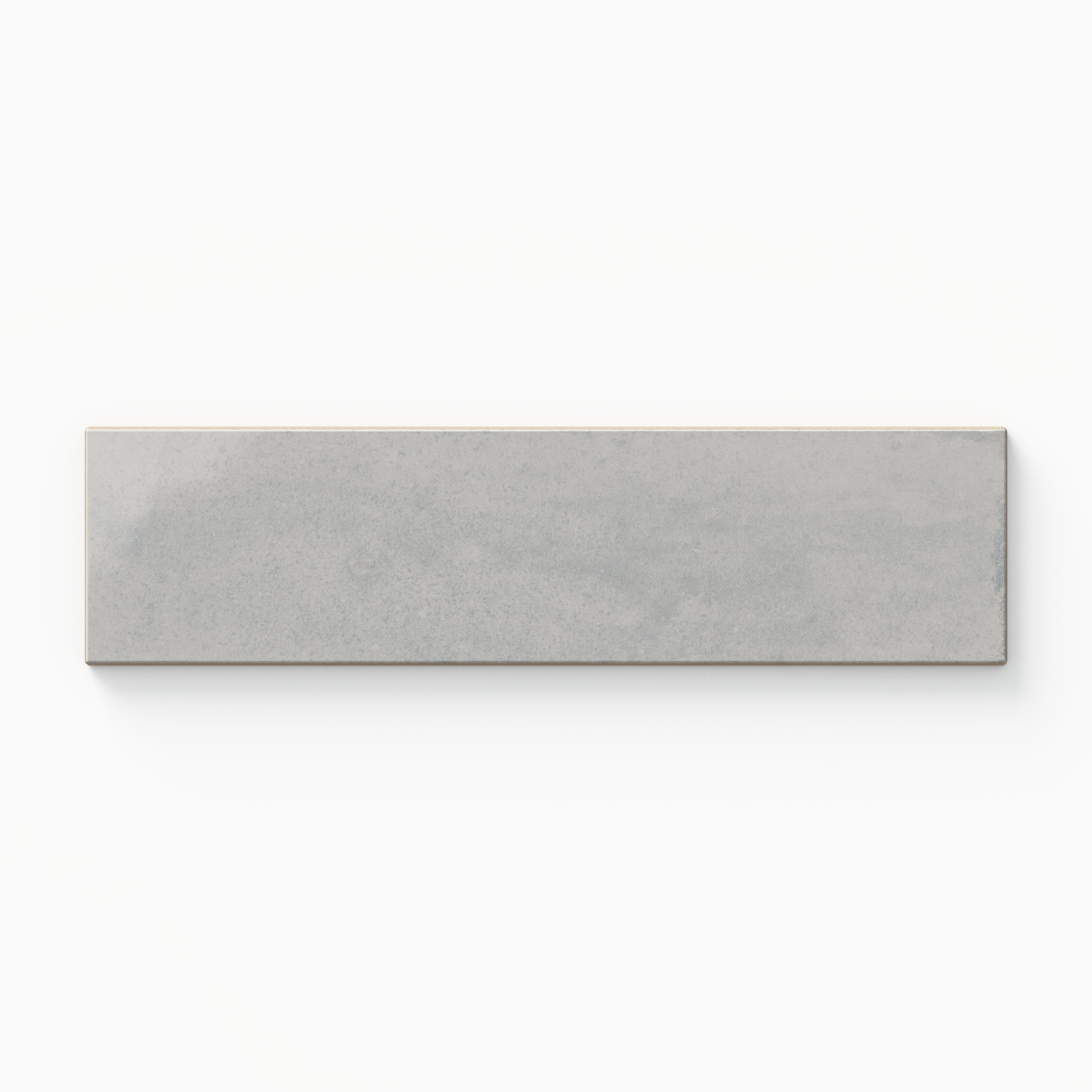 Rectangular porcelain tile in a soft gray shade with subtle tonal variations and a smooth matte-like surface.
