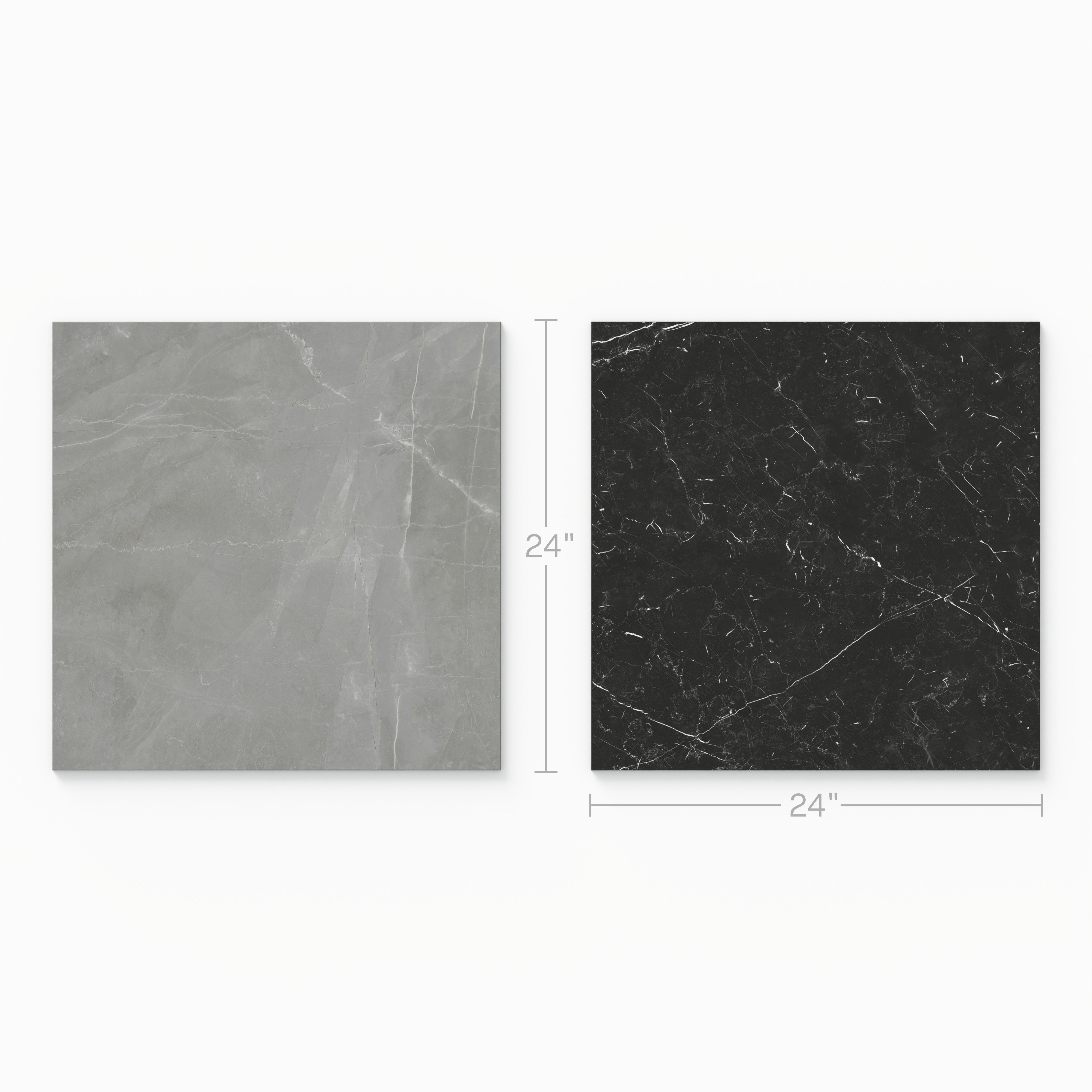 Leona 24x24 Checkerboard Polished Porcelain Tile in Amani Grey and Nero Marquina