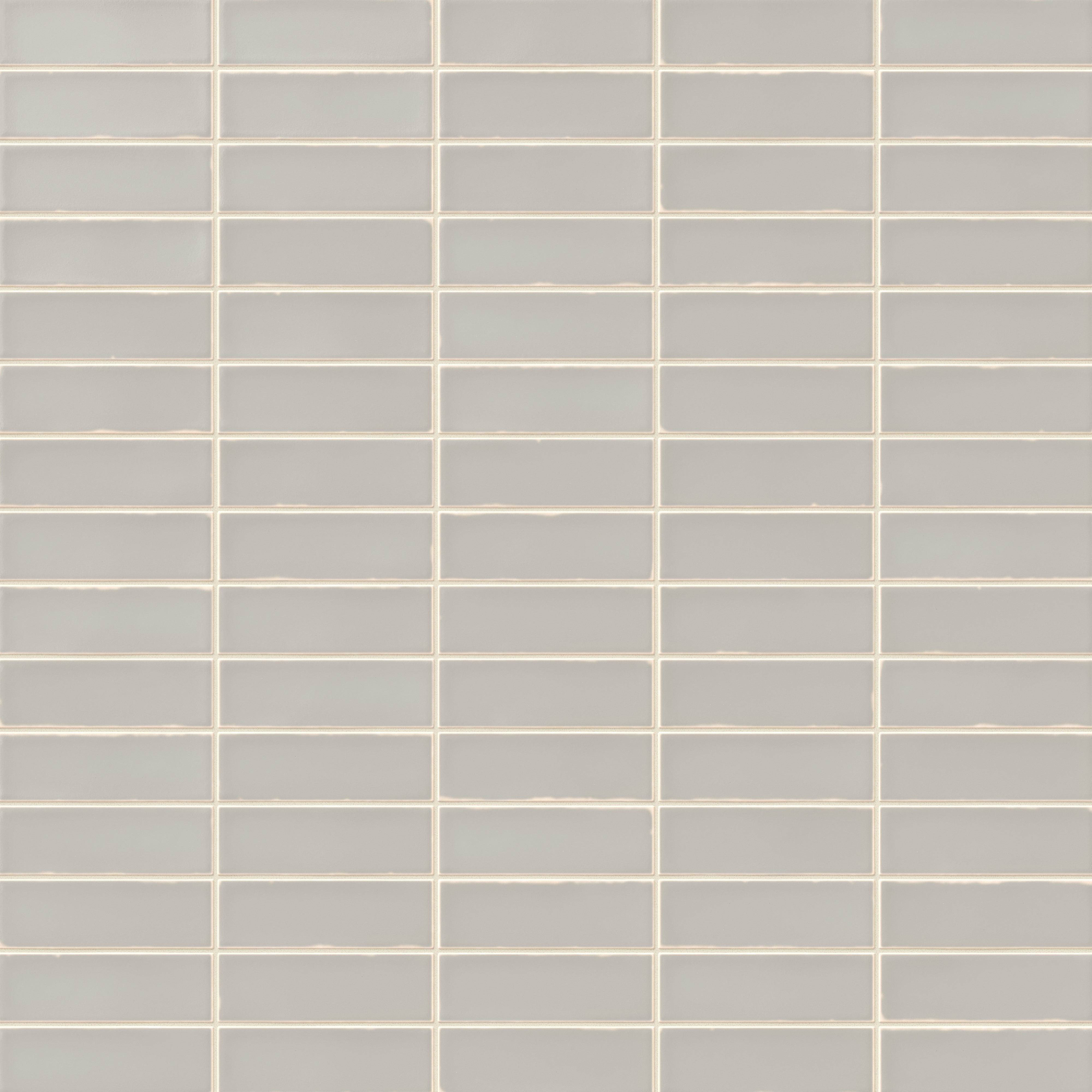 A 1.6x5 ceramic subway tile in light gray, featuring a matte finish, and a clean stacked layout with fine grout lines.