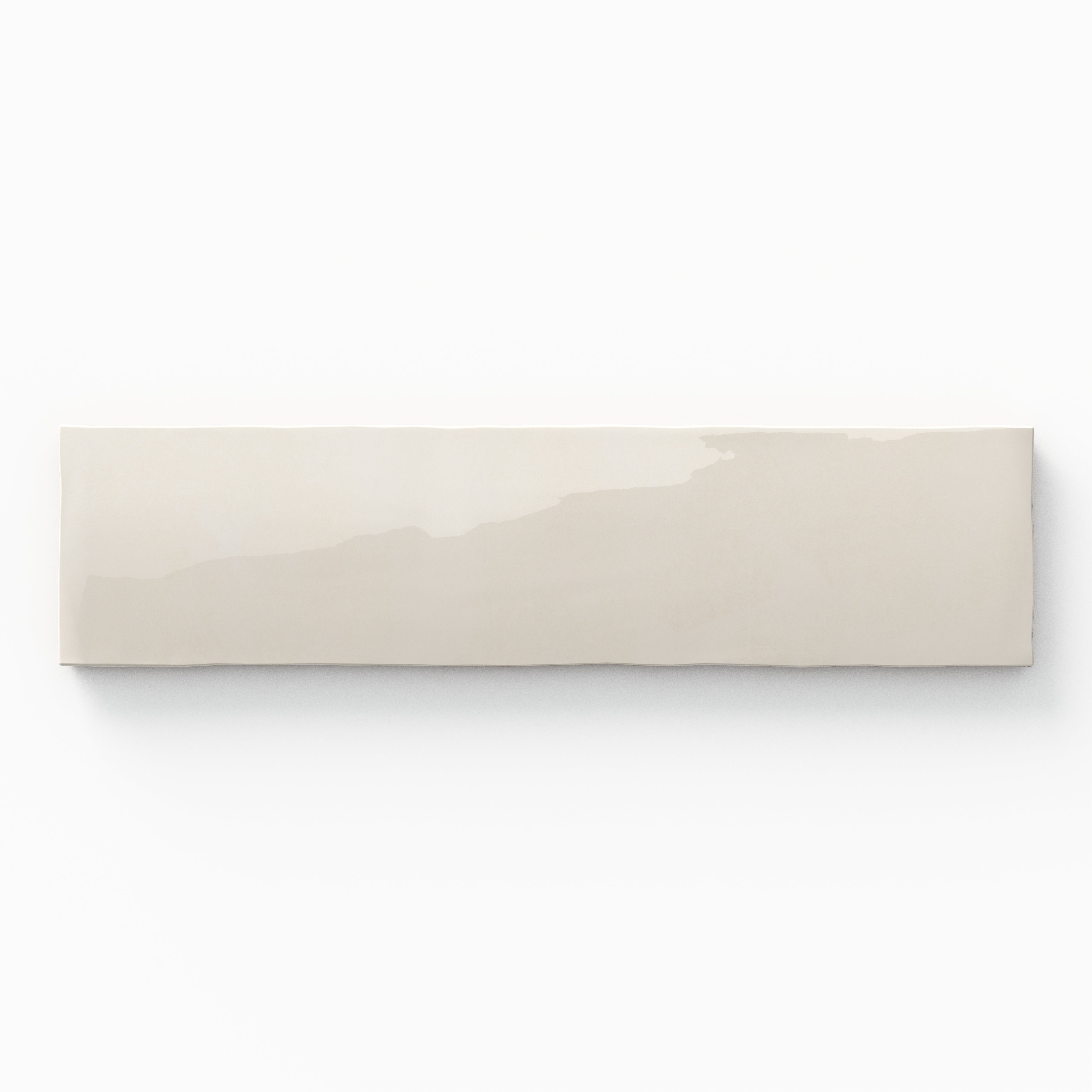 A3x12 ceramic subway tile in off-white, featuring a glossy finish, soft tonal variation, and a clean, flat-edge profile.