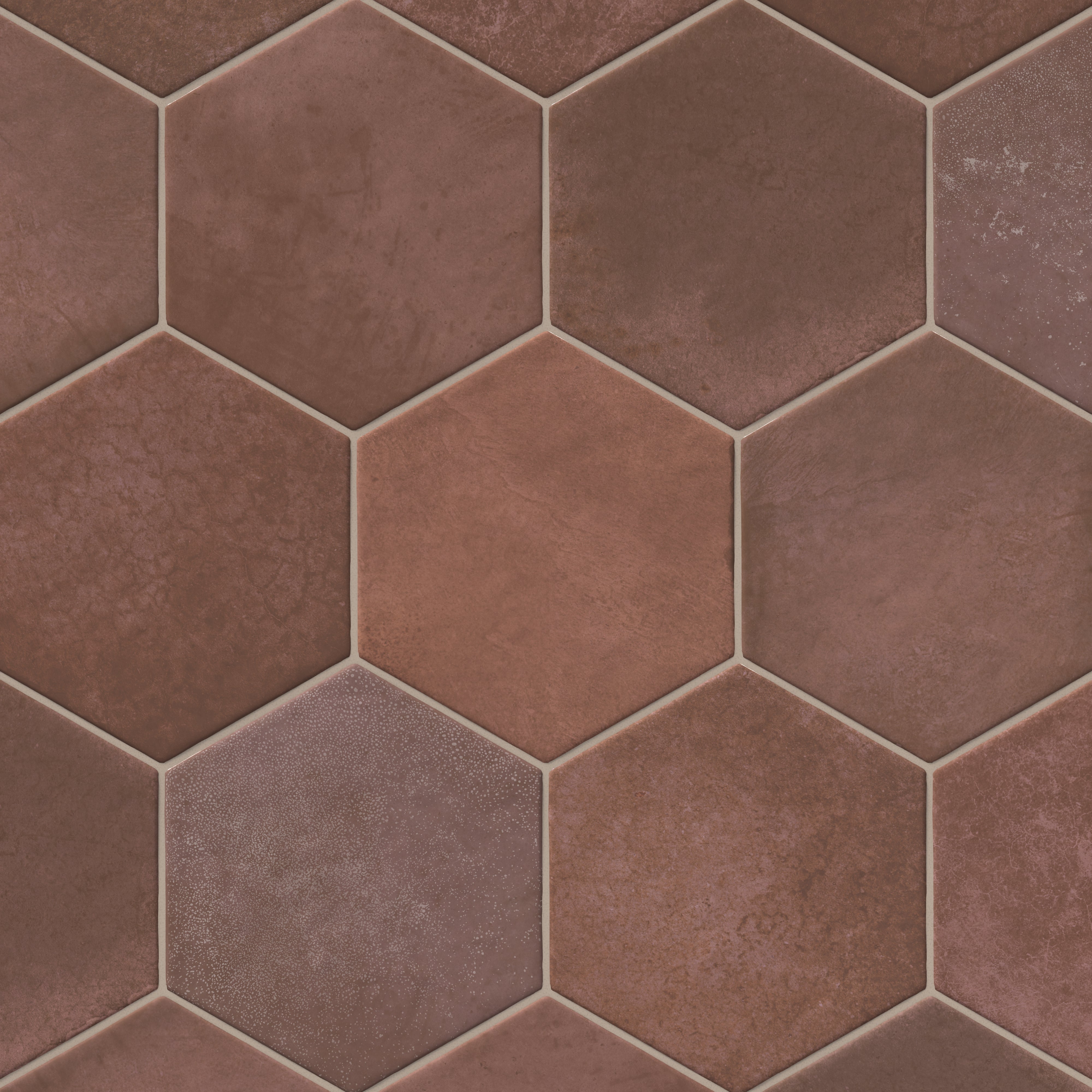 Juliet 7x8 Hexagon Matte Porcelain Tile in Rust