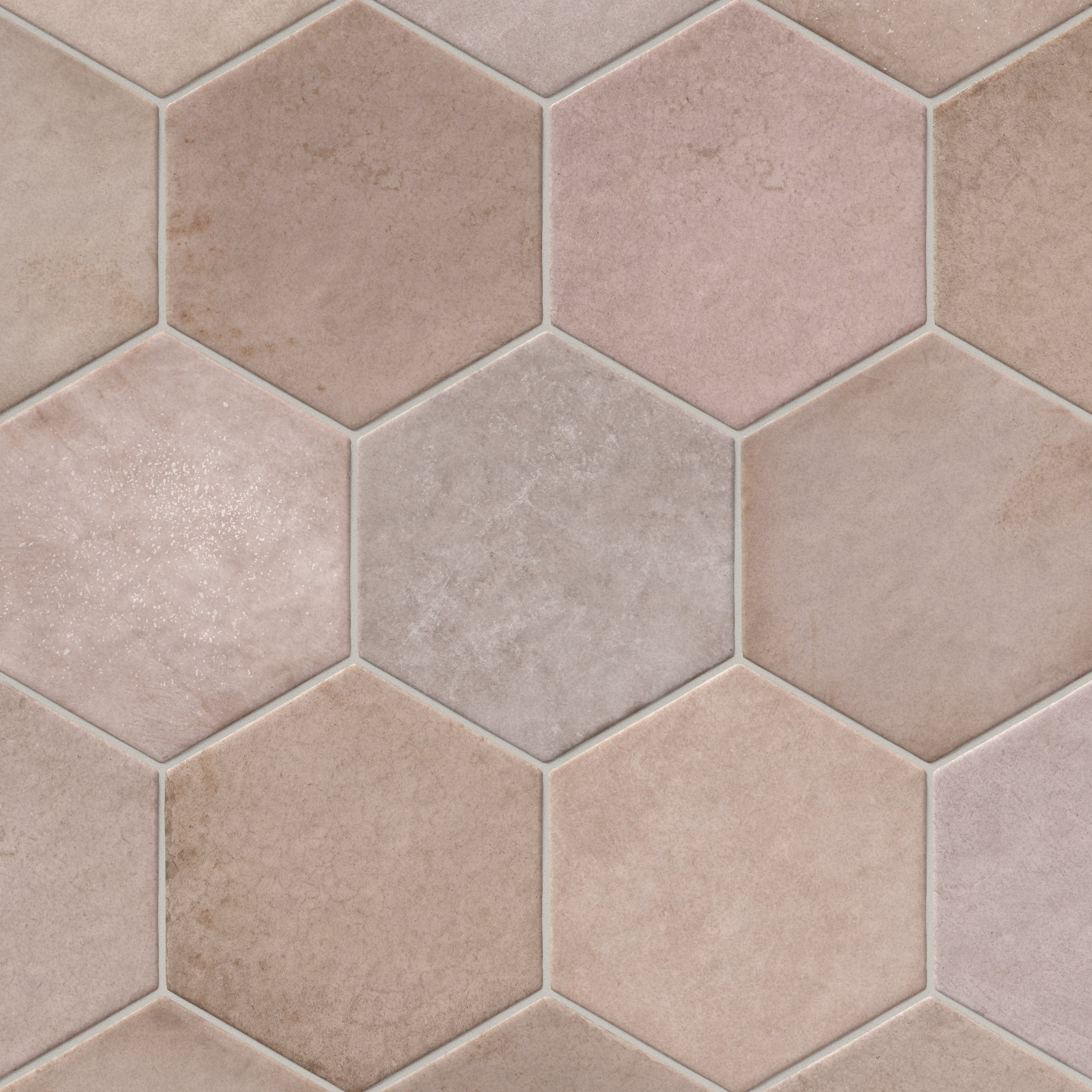Juliet 7x8 Hexagon Matte Porcelain Tile in Rosewood