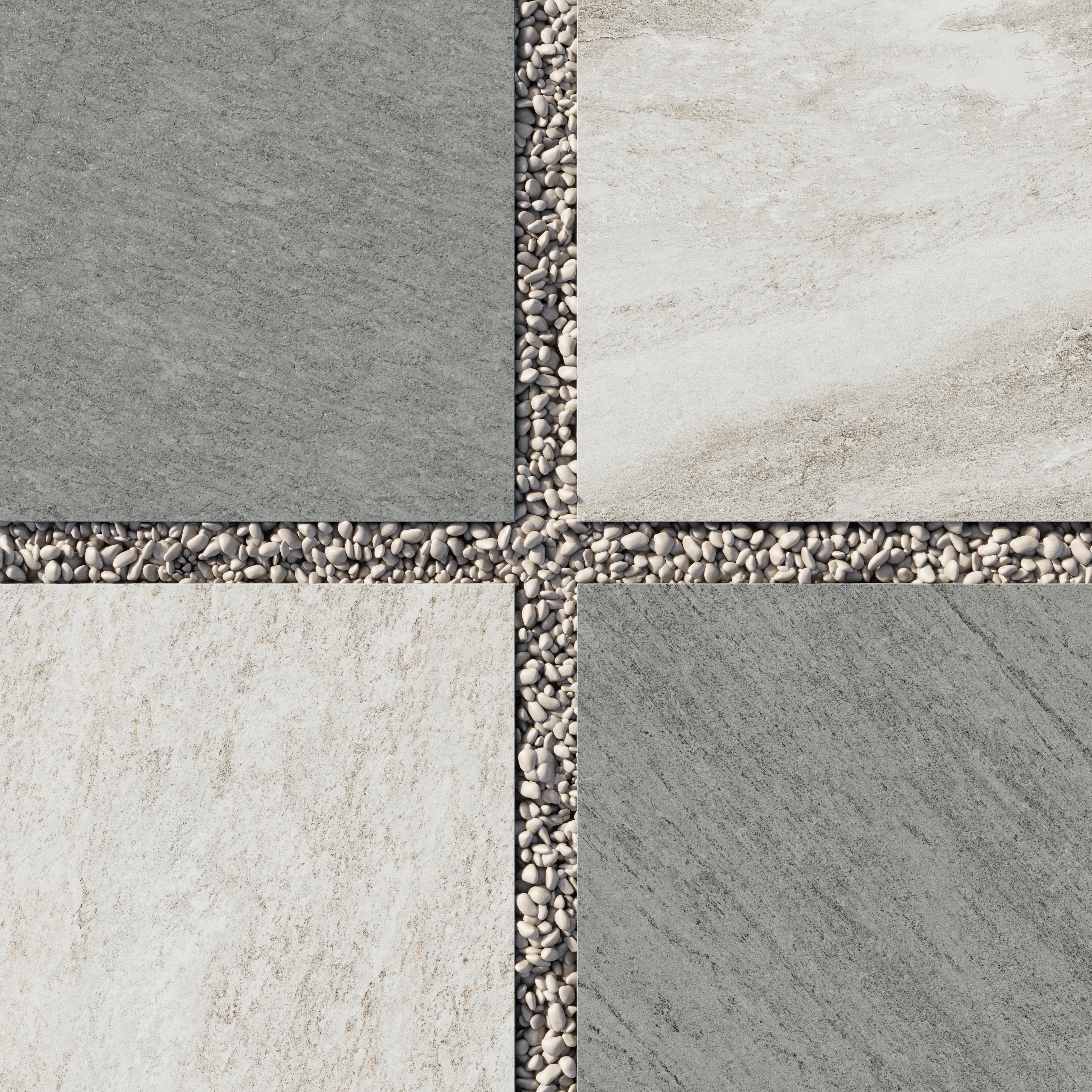 Carter 24x24 Checkerboard Grip 2cm Porcelain Paver Tile in Fossil & Stone