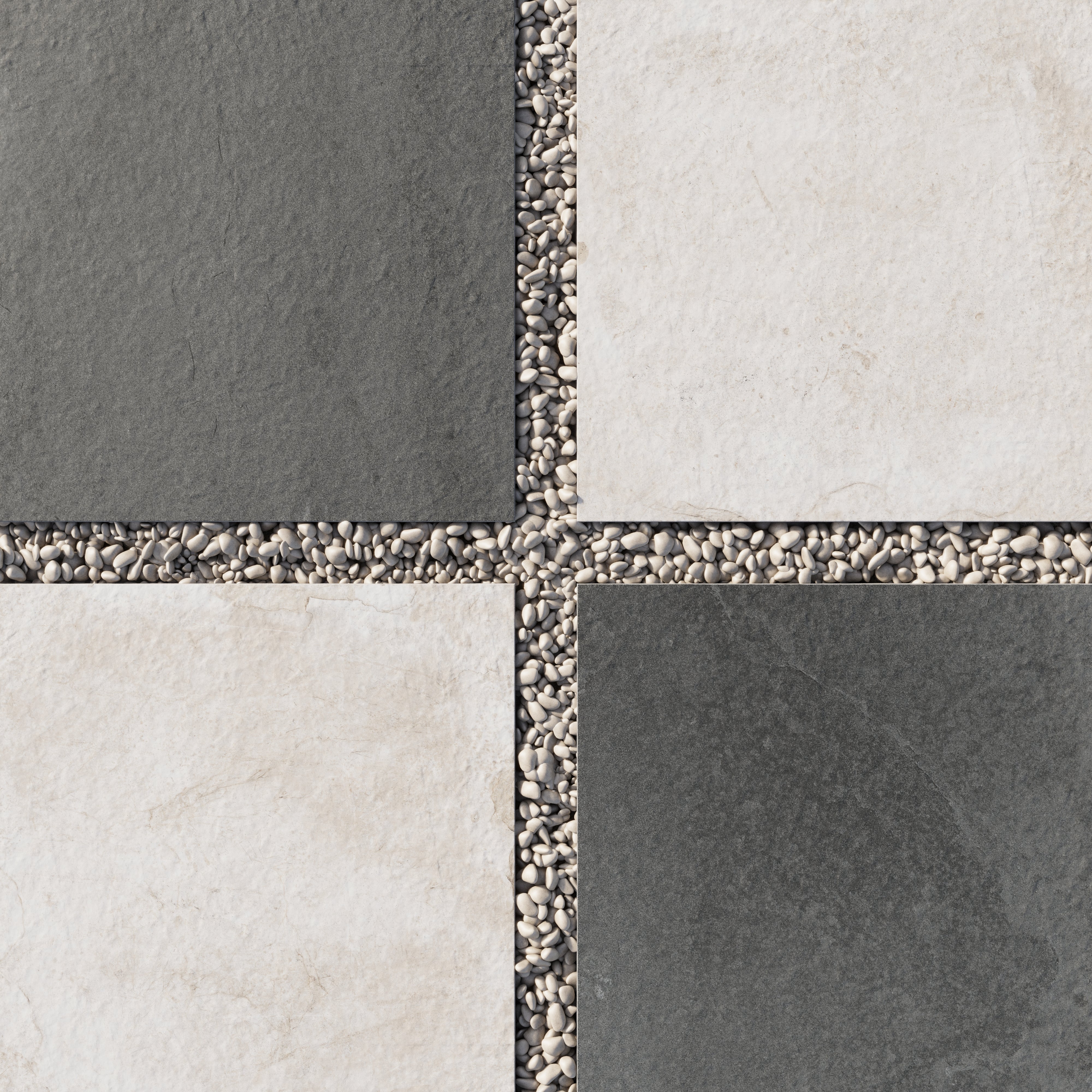 Bowden 24x24 Checkerboard Grip 2cm Porcelain Paver Tile in Charcoal & Oat