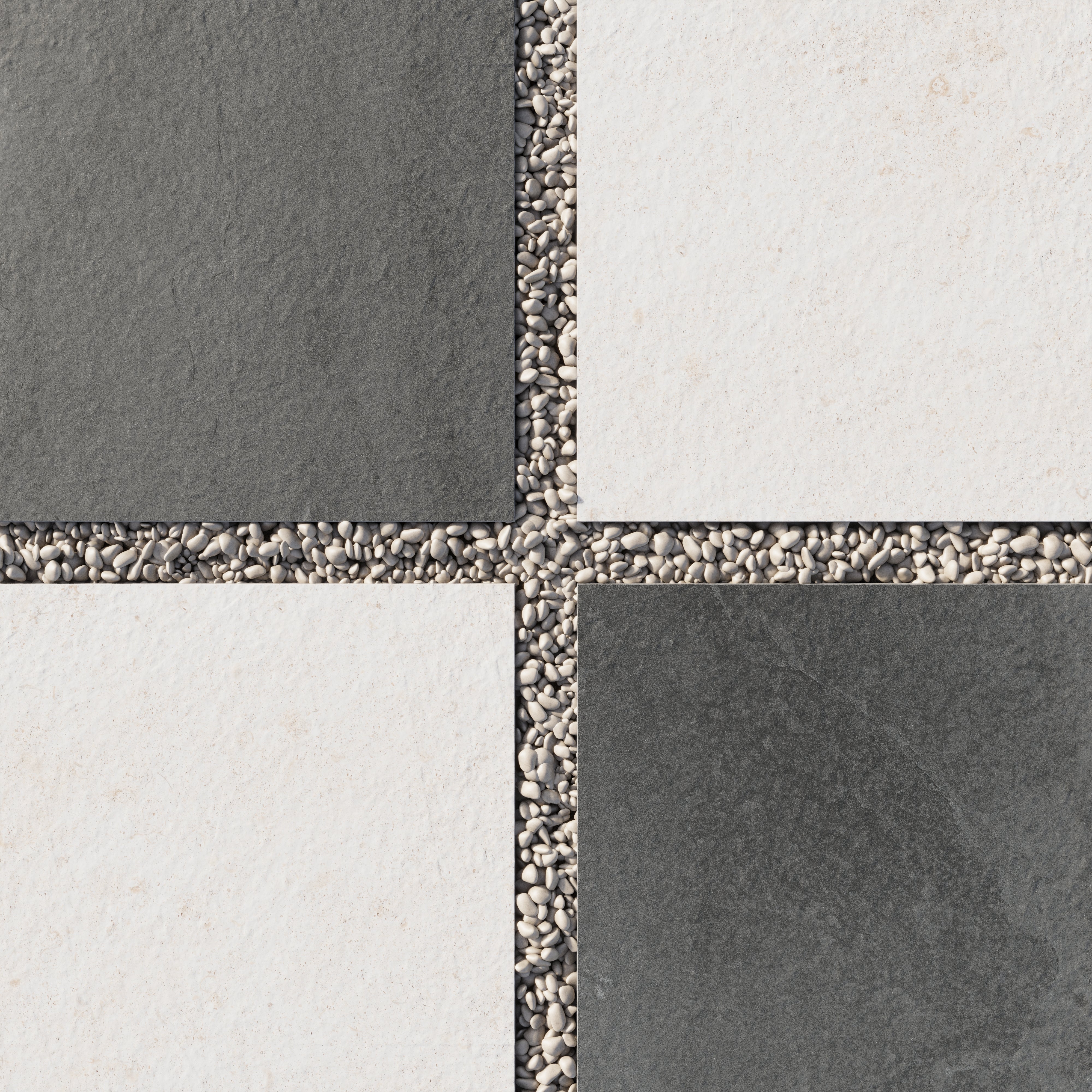 Bowden 24x24 Checkerboard Grip 2cm Porcelain Paver Tile in Charcoal & Canvas