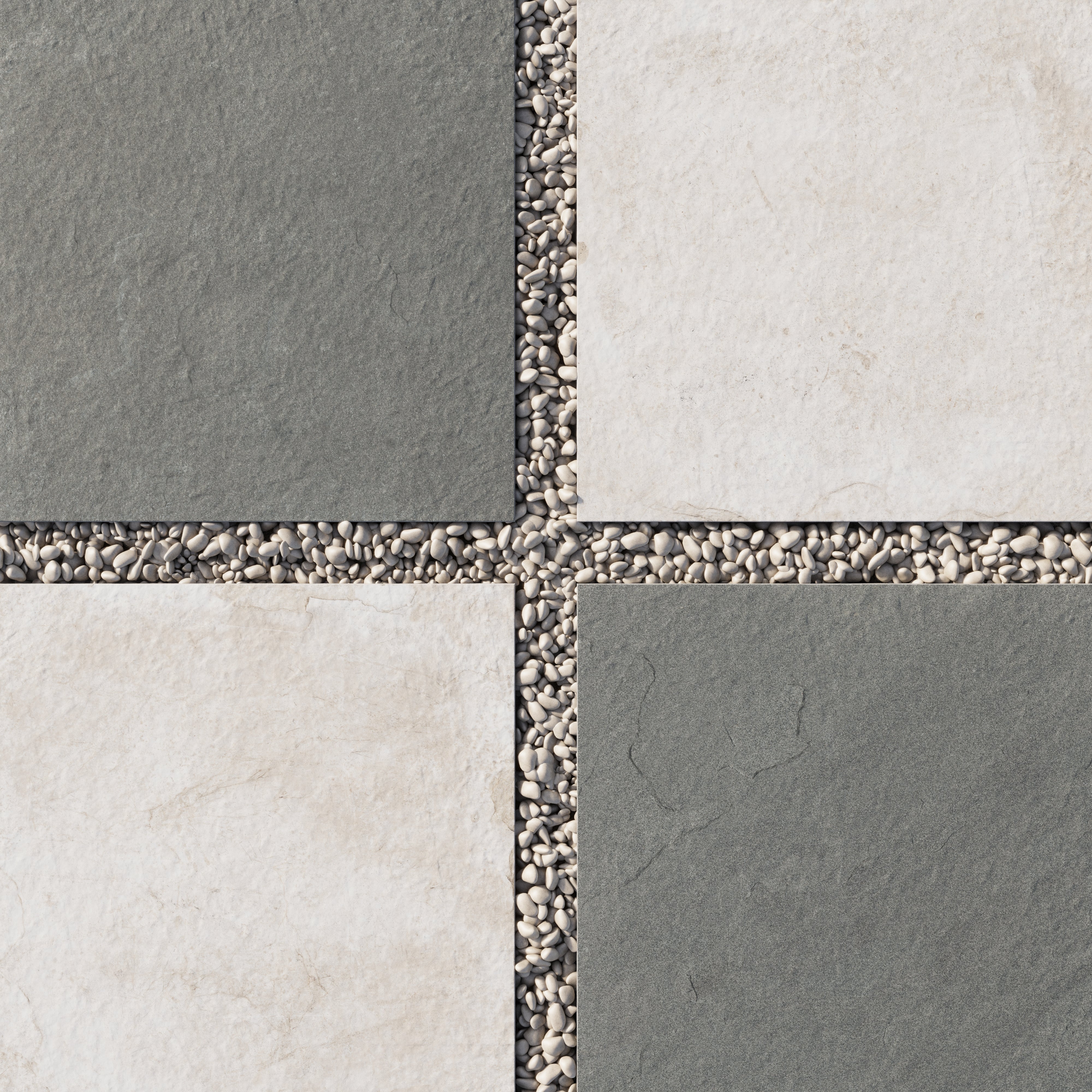 Bowden 24x24 Checkerboard Grip 2cm Porcelain Paver Tile in Multicolor & Oat