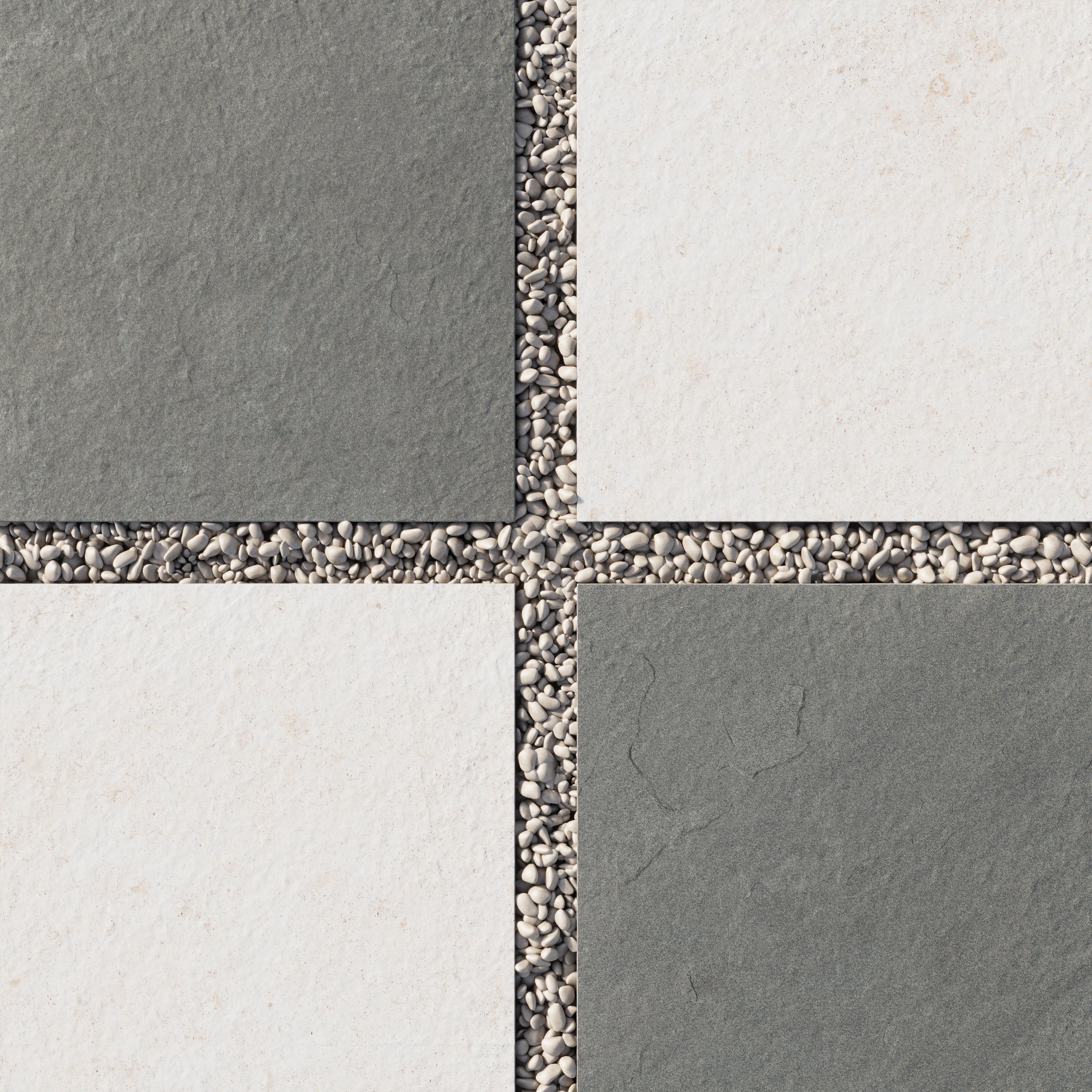 Bowden 24x24 Checkerboard Grip 2cm Porcelain Paver Tile in Multicolor & Canvas