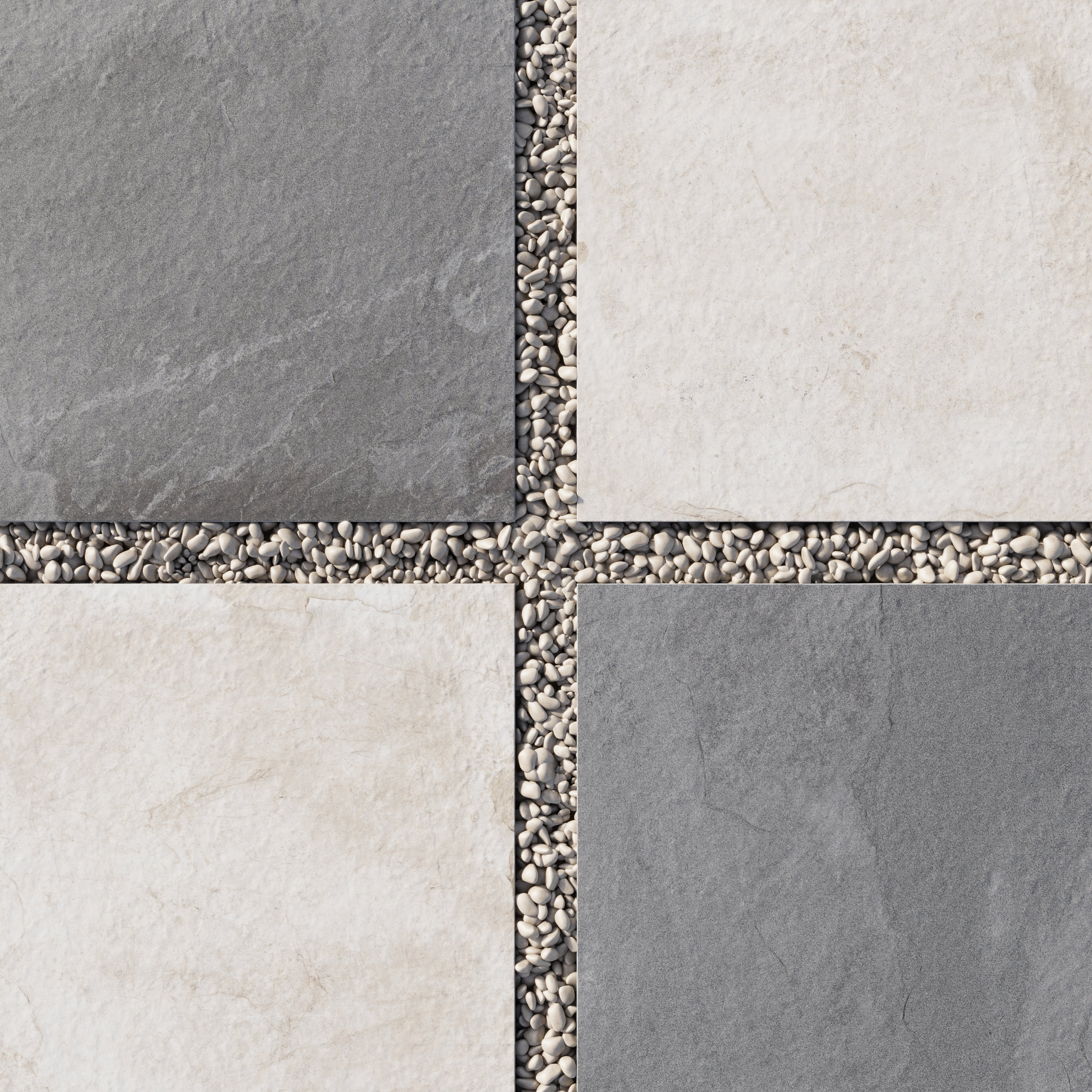 Bowden 24x24 Checkerboard Grip 2cm Porcelain Paver Tile in Graphite & Oat