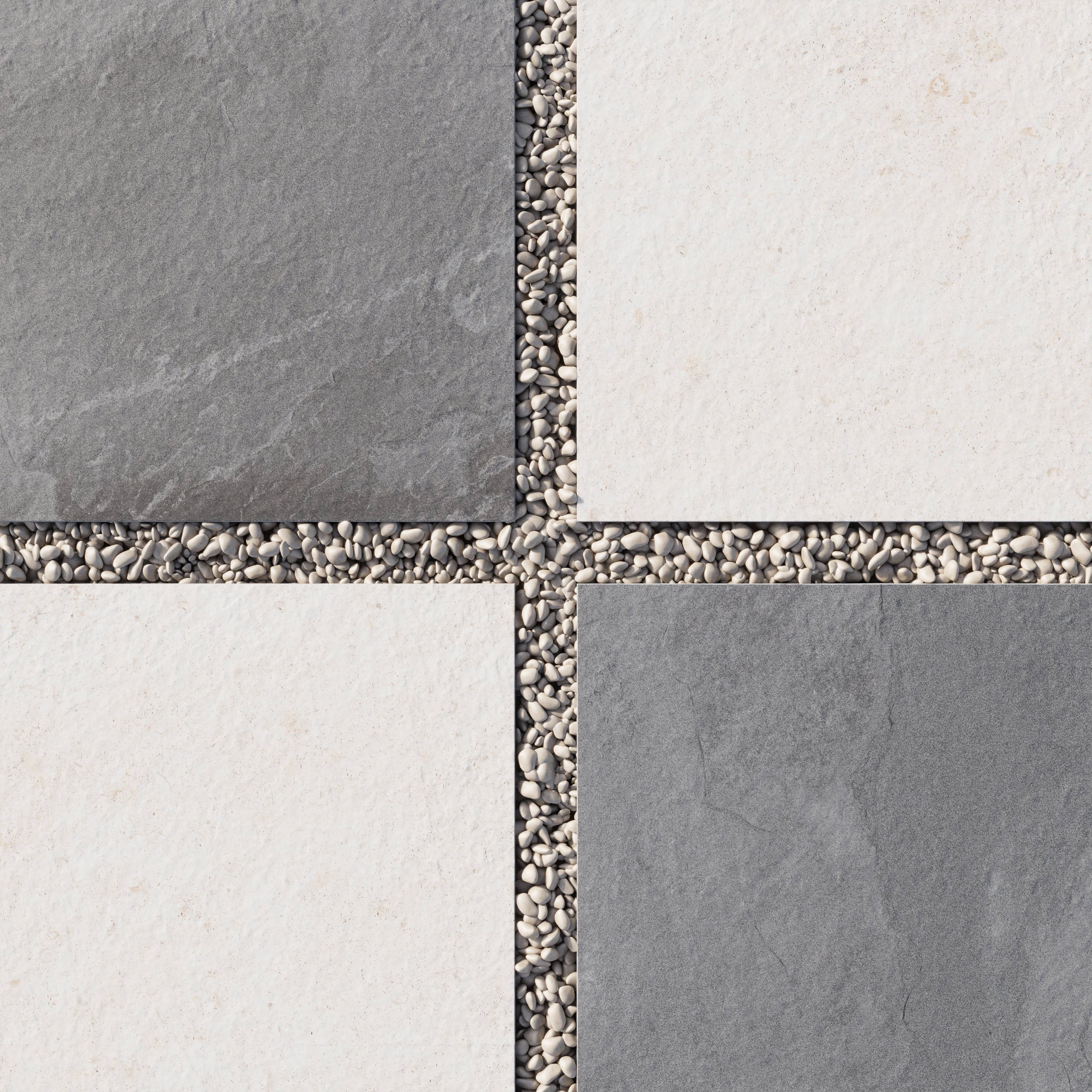 Bowden 24x24 Checkerboard Grip 2cm Porcelain Paver Tile in Graphite & Canvas