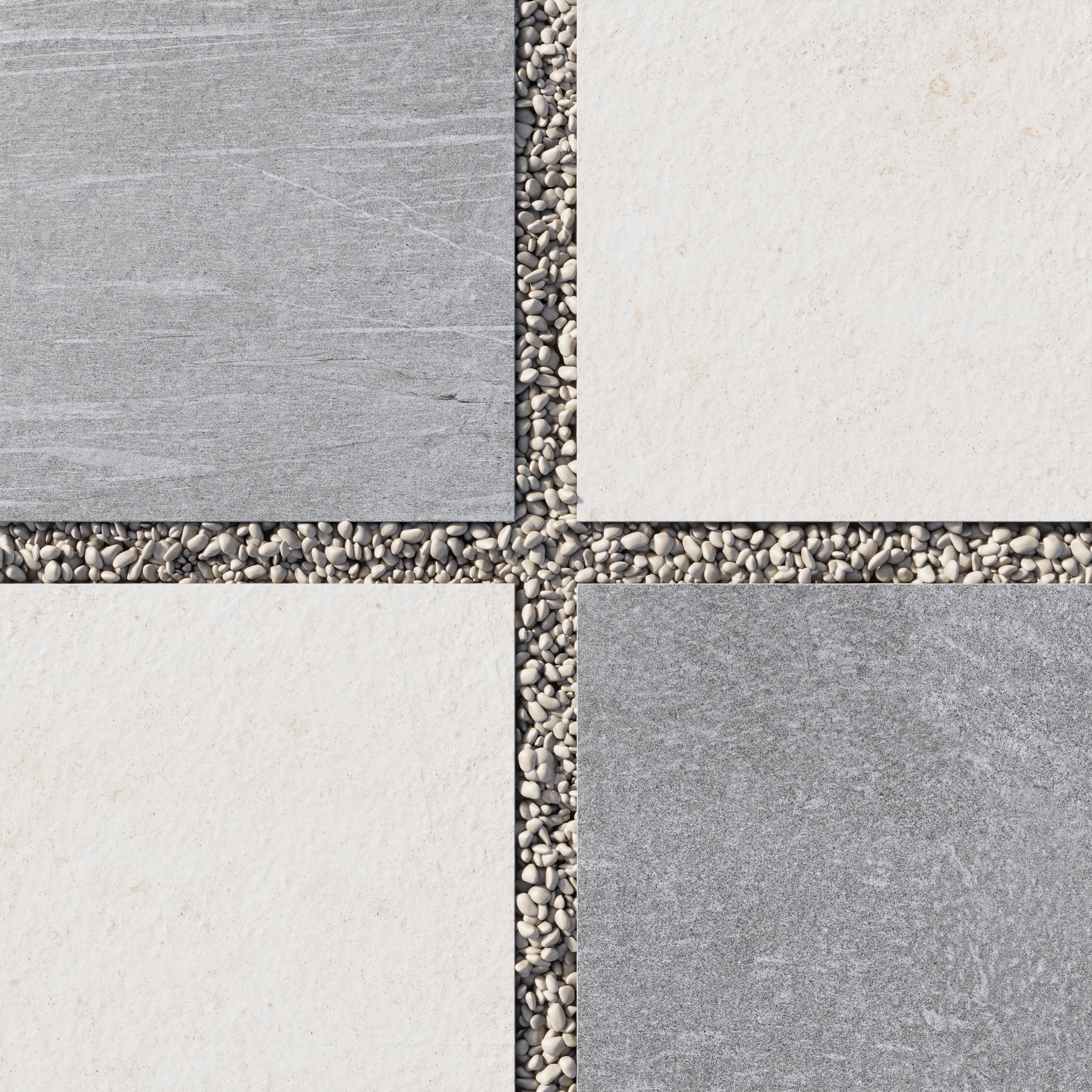 Bowden 24x24 Checkerboard Grip 2cm Porcelain Paver Tile in Slate & Canvas