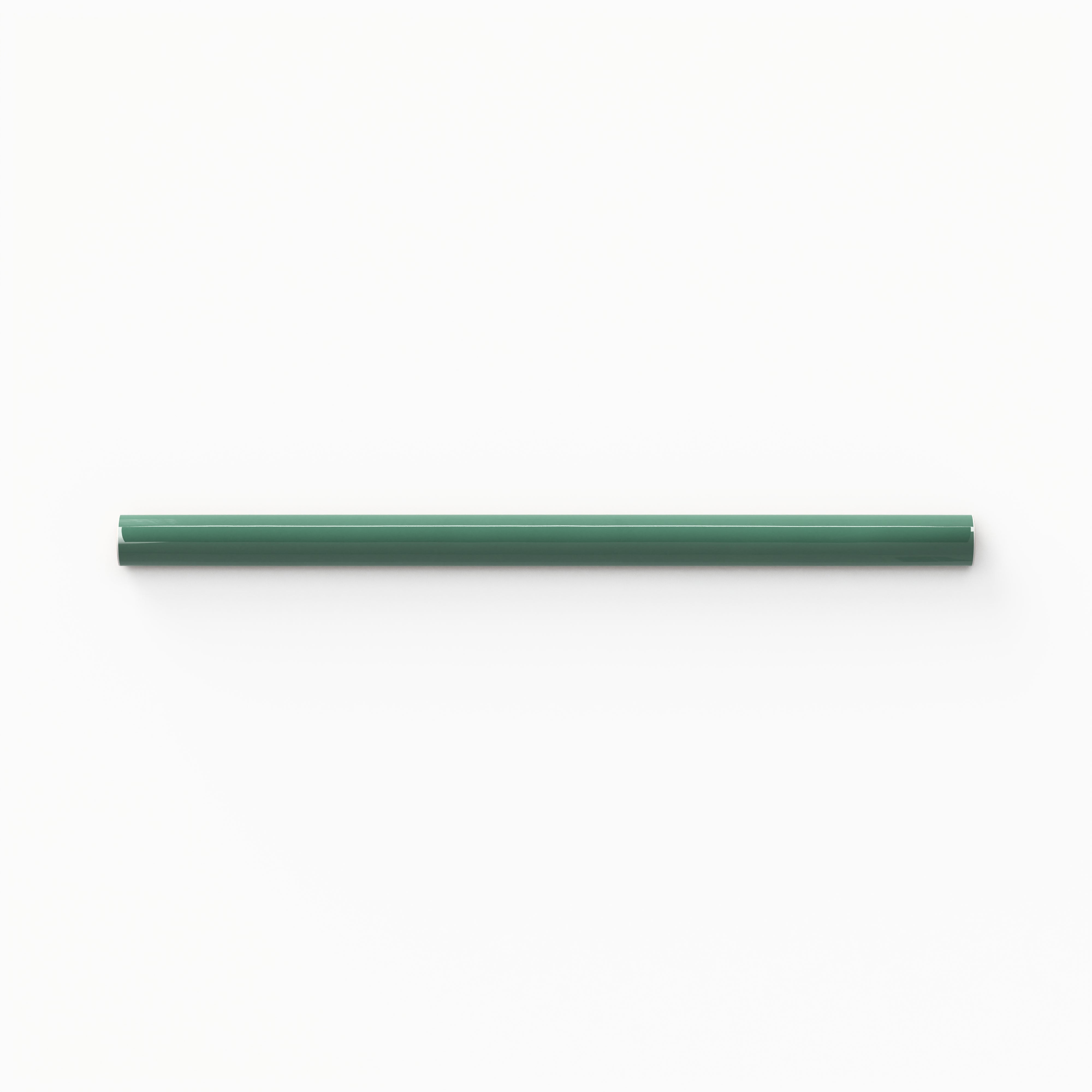 Glossy ceramic pencil trim in deep green, offering a sleek finishing touch with smooth edges for polished tile installations.