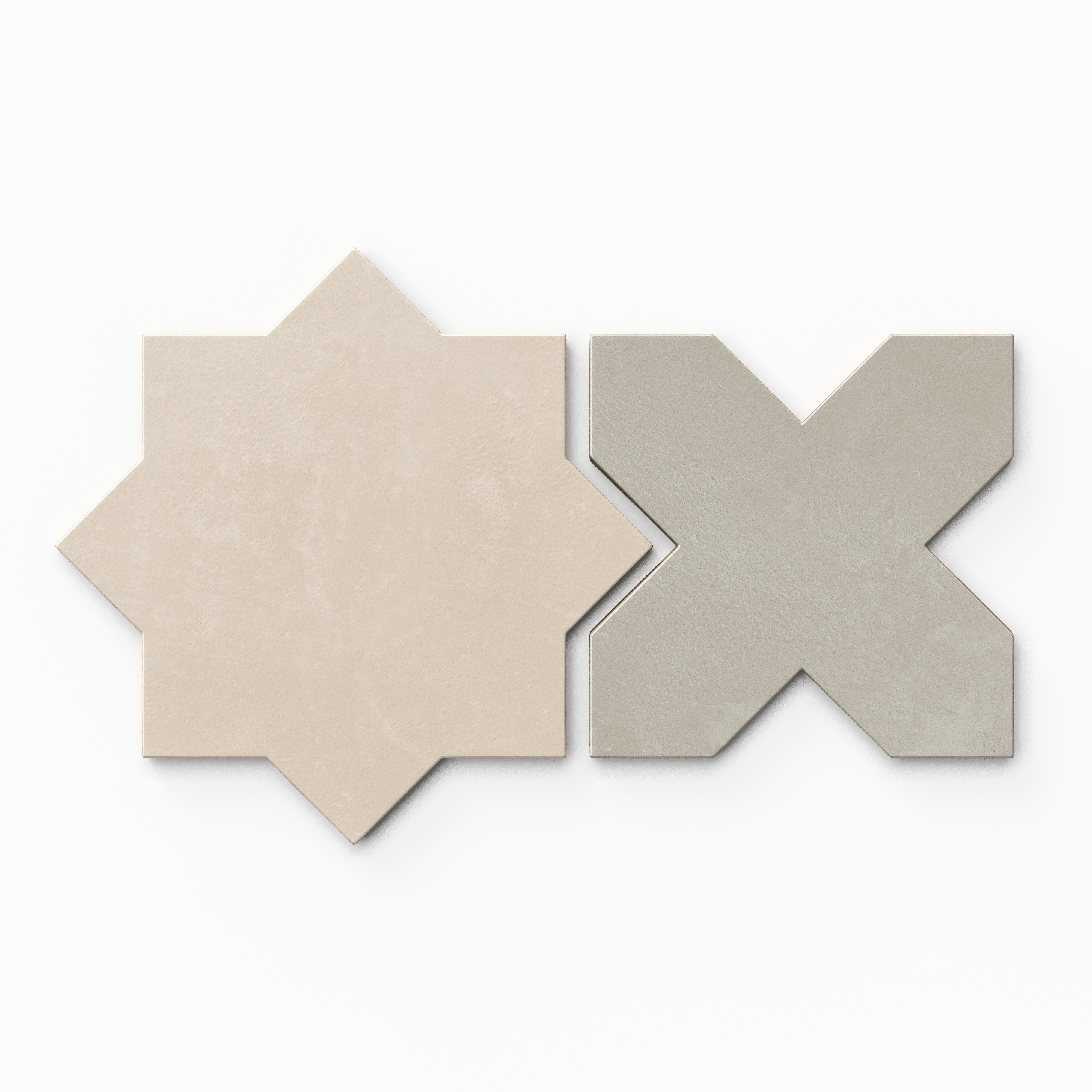 Isabel 11x11 Matte Porcelain Tile Star in Cream and Cross in Dove