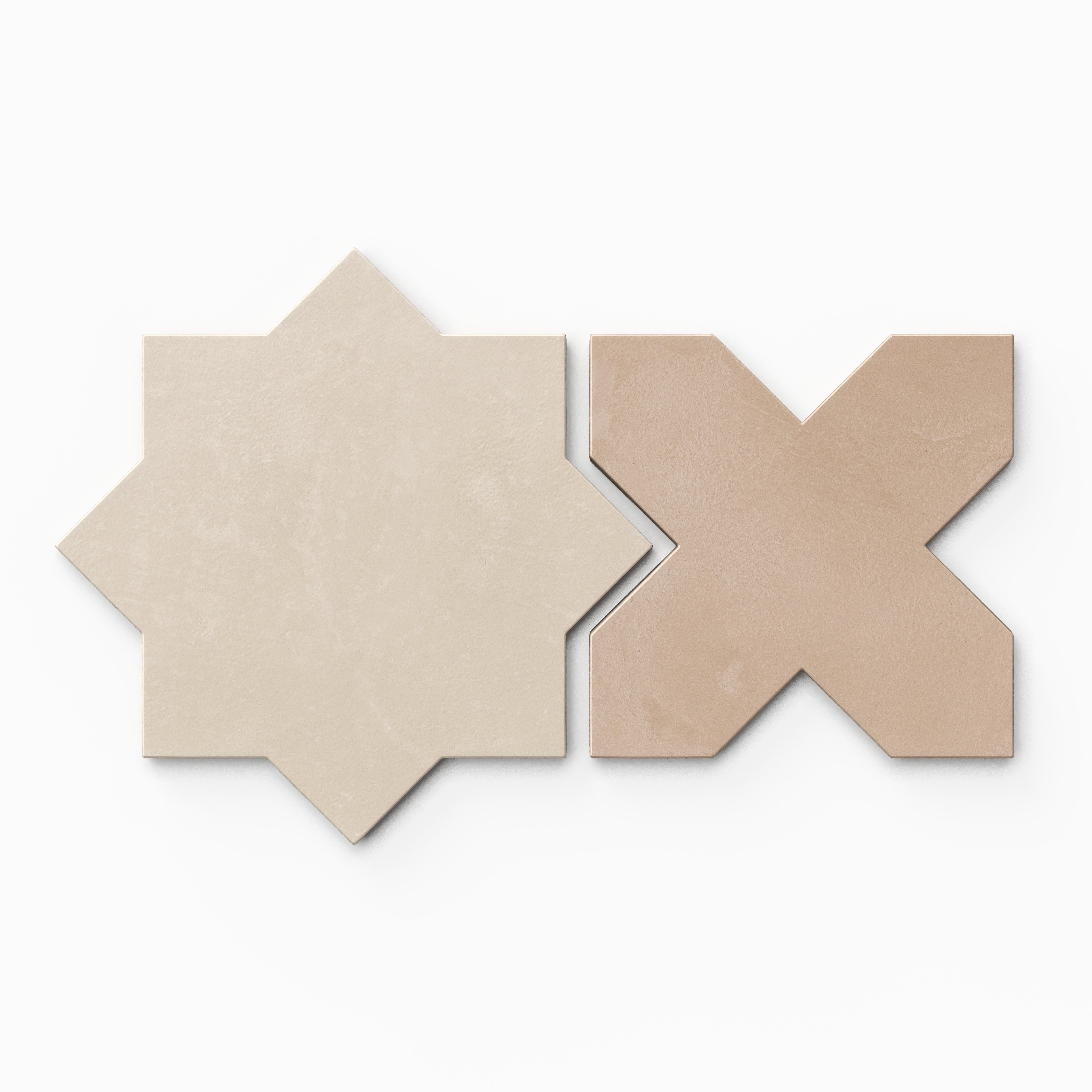 Isabel 11x11 Matte Porcelain Tile Star in Cream and Cross in Rosewood