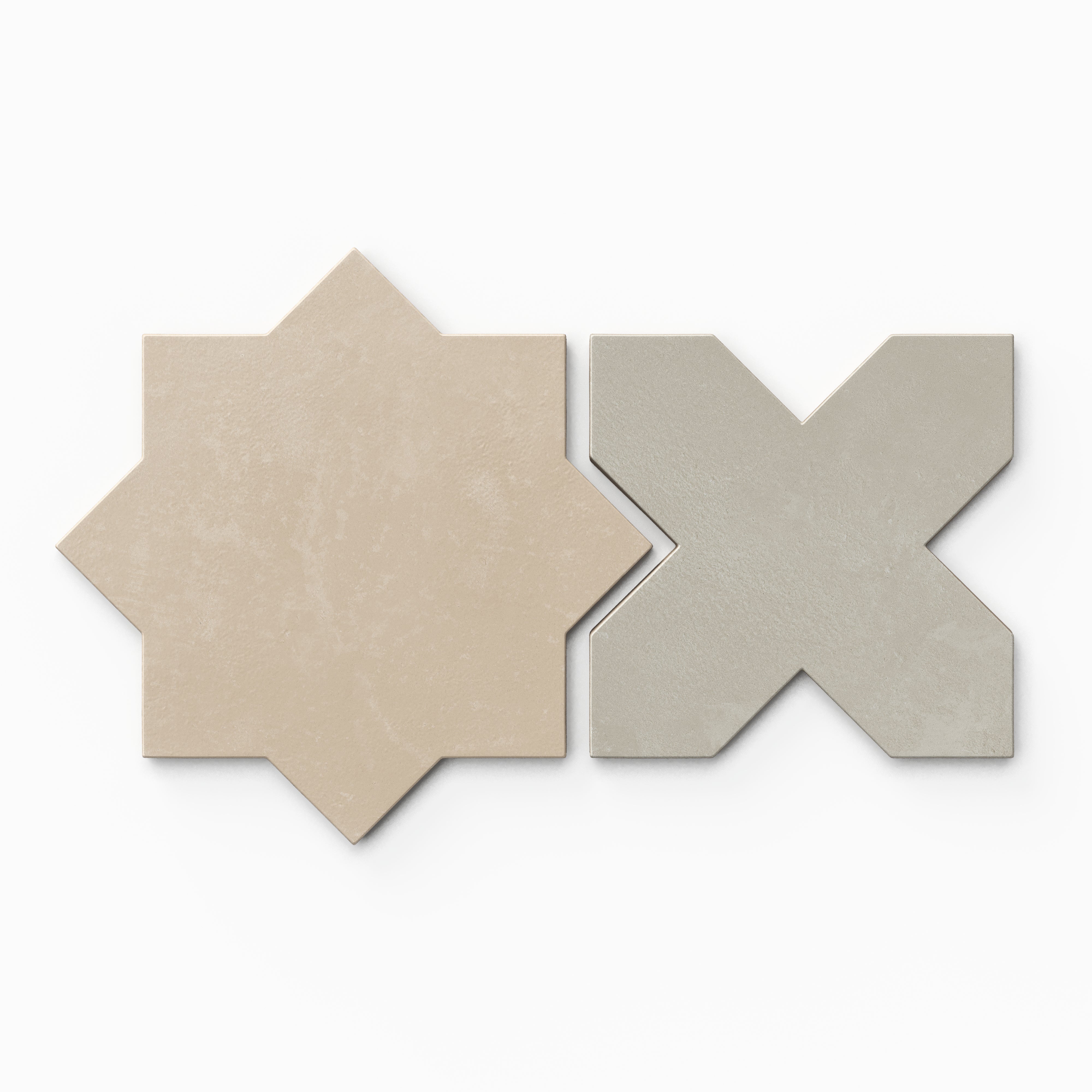 Isabel 11x11 Matte Porcelain Tile Star in Bone and Cross in Dove