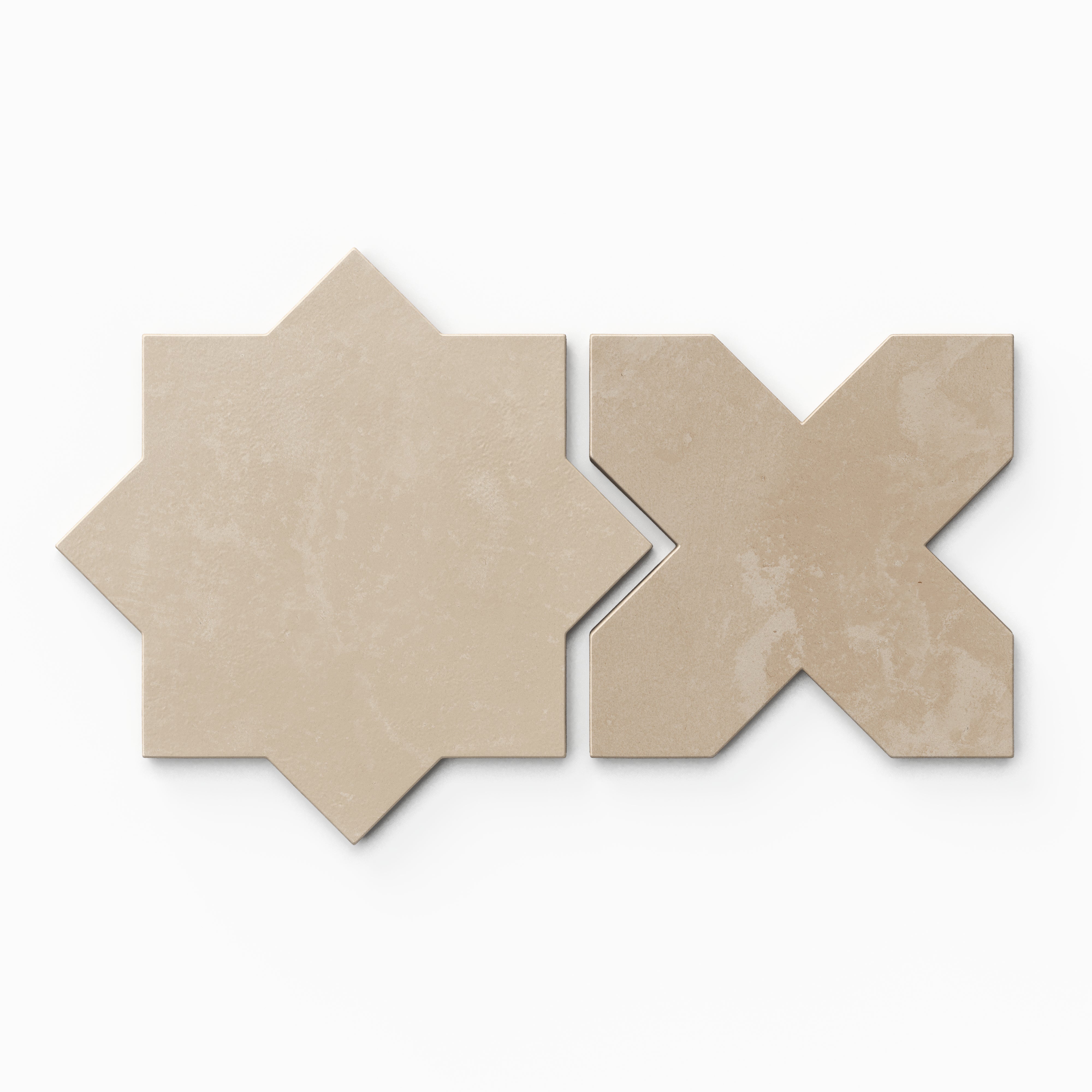 Isabel 11x11 Matte Porcelain Tile Star in Bone and Cross in Sand