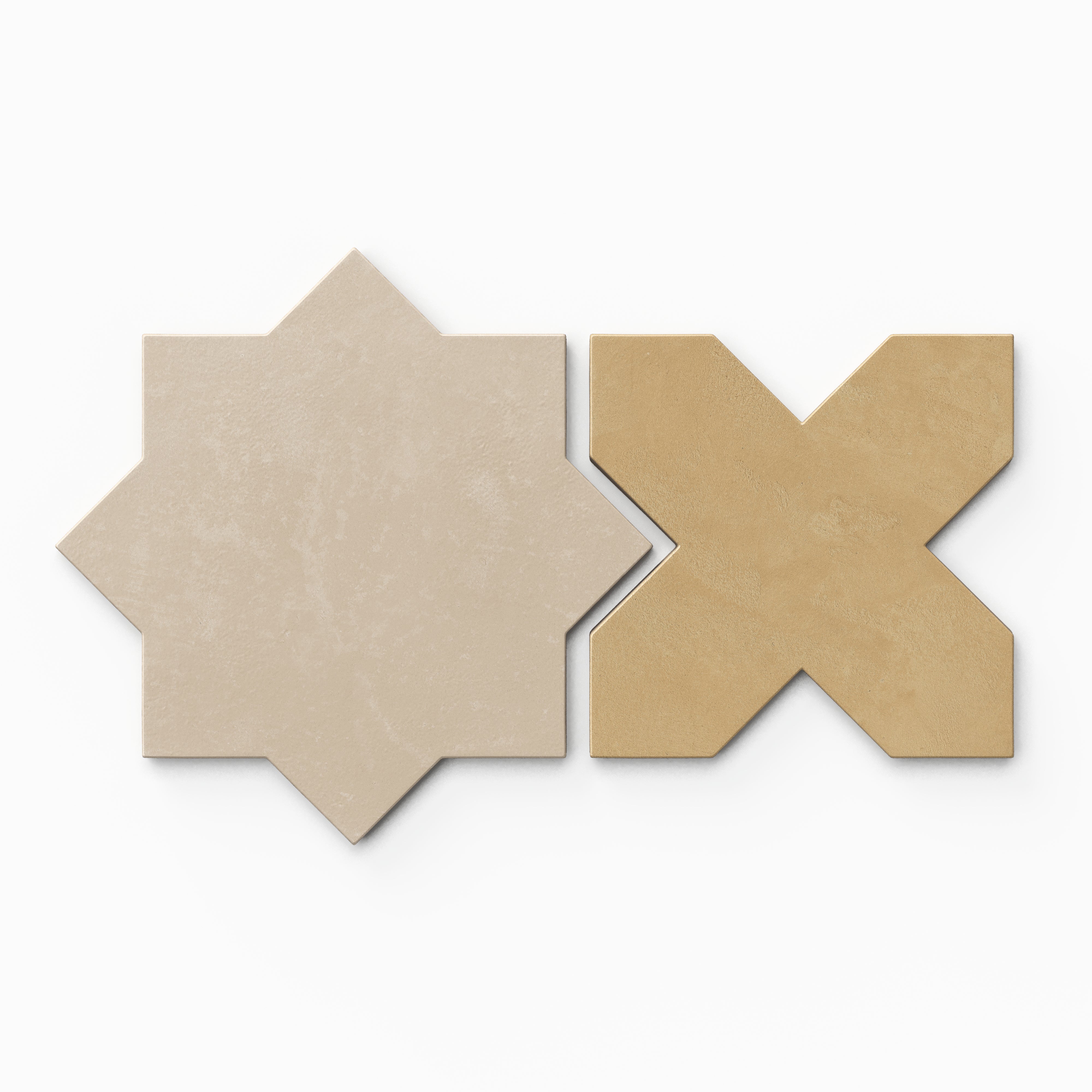 Isabel 11x11 Matte Porcelain Tile Star in Bone and Cross in Daffodil