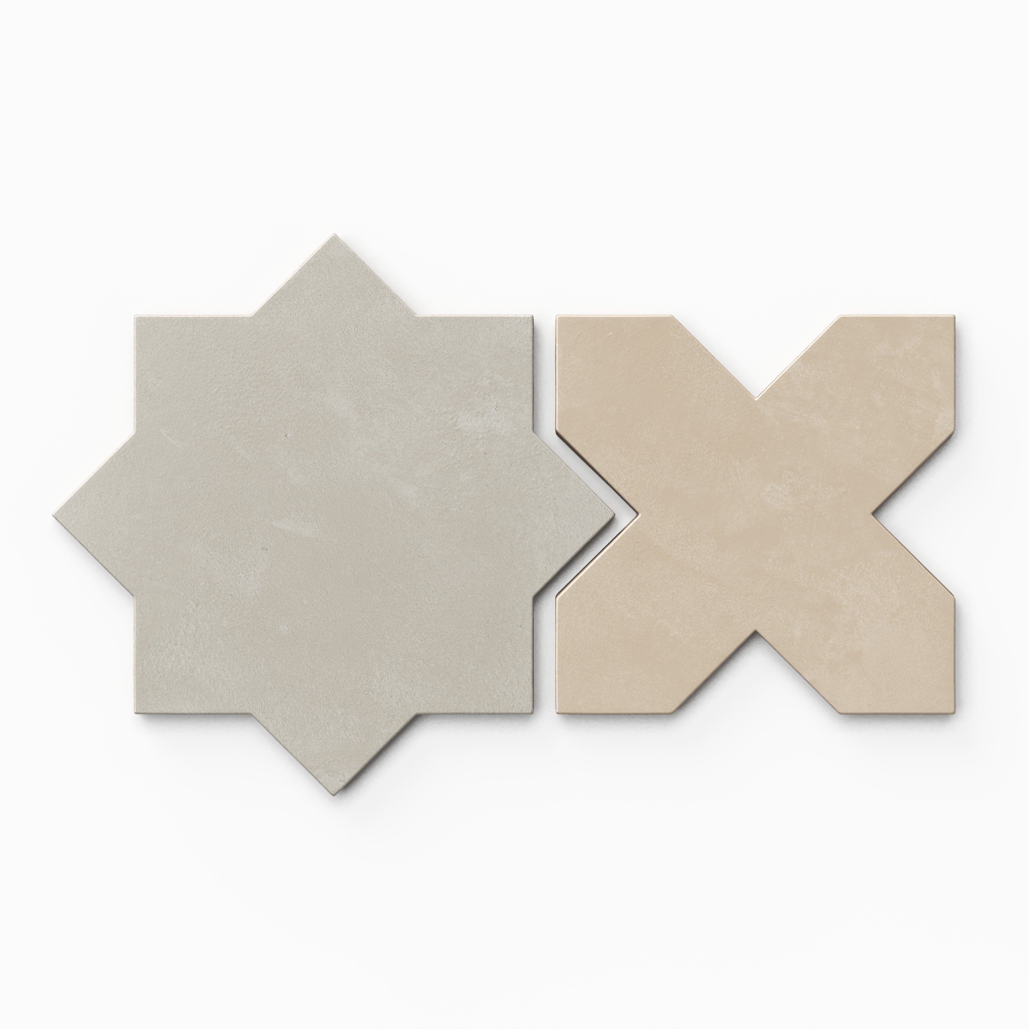 Isabel 11x11 Matte Porcelain Tile Star in Dove and Cross in Bone