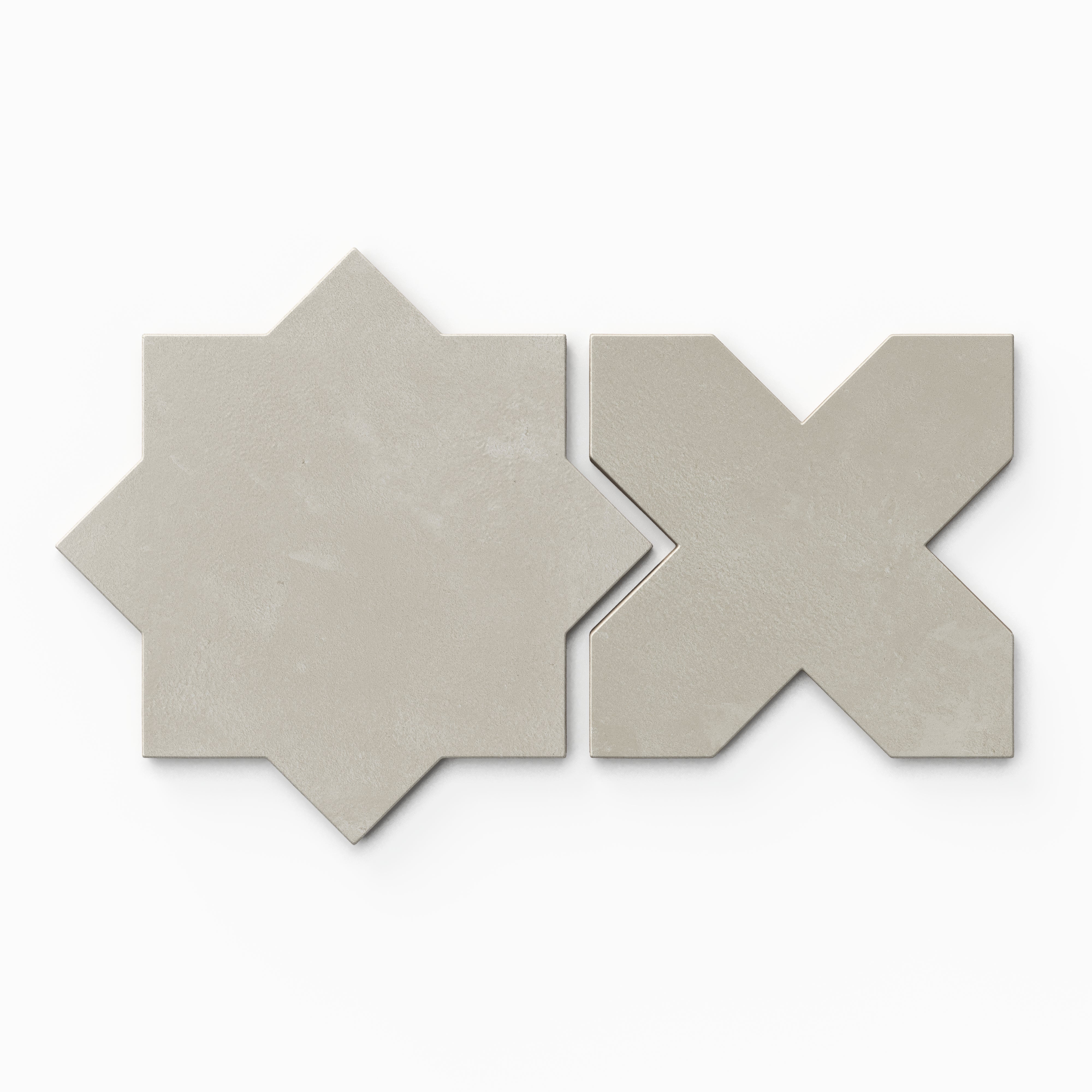 Isabel 11x11 Matte Porcelain Tile Star in Dove and Cross in Dove