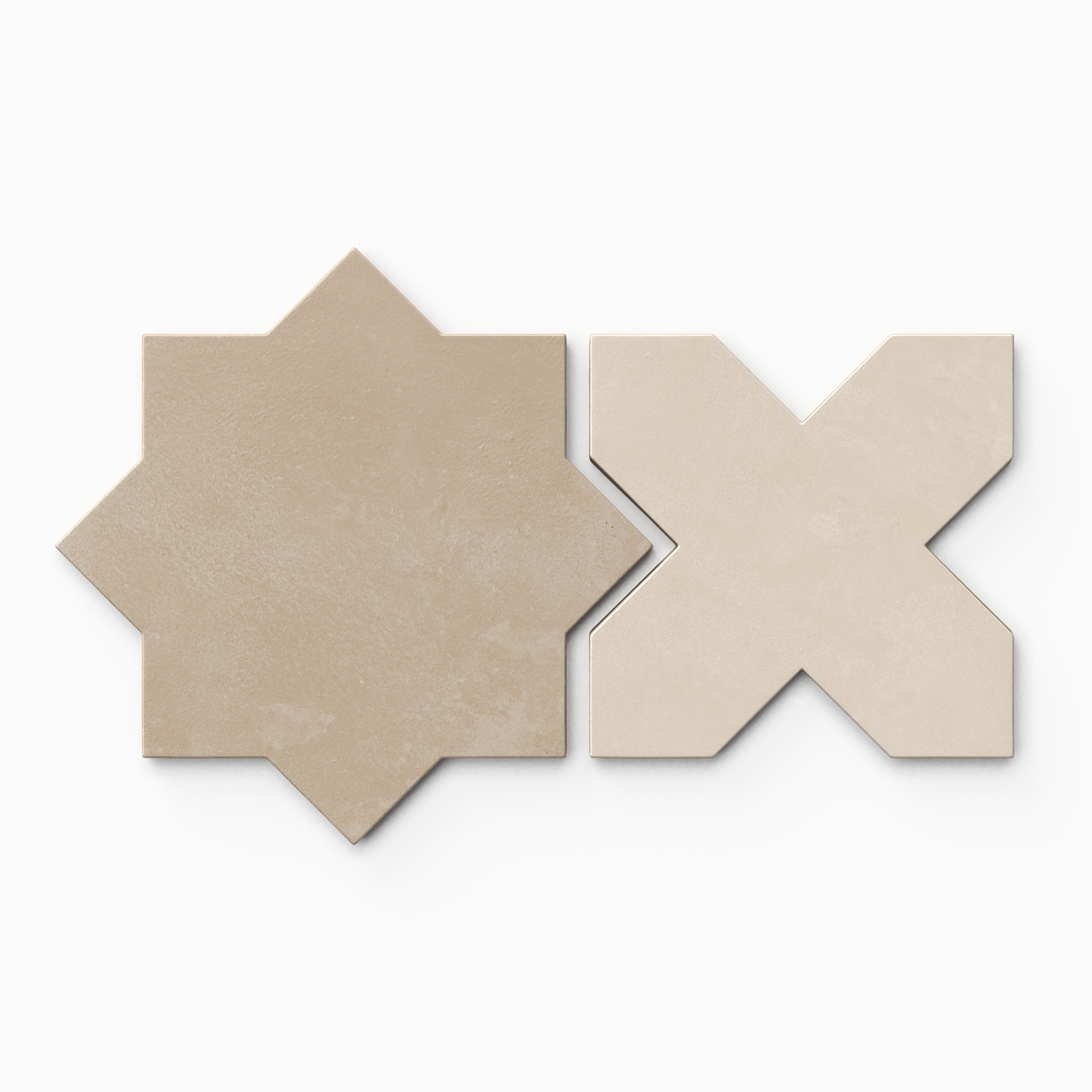 Isabel 11x11 Matte Porcelain Tile Star in Sand and Cross in Cream