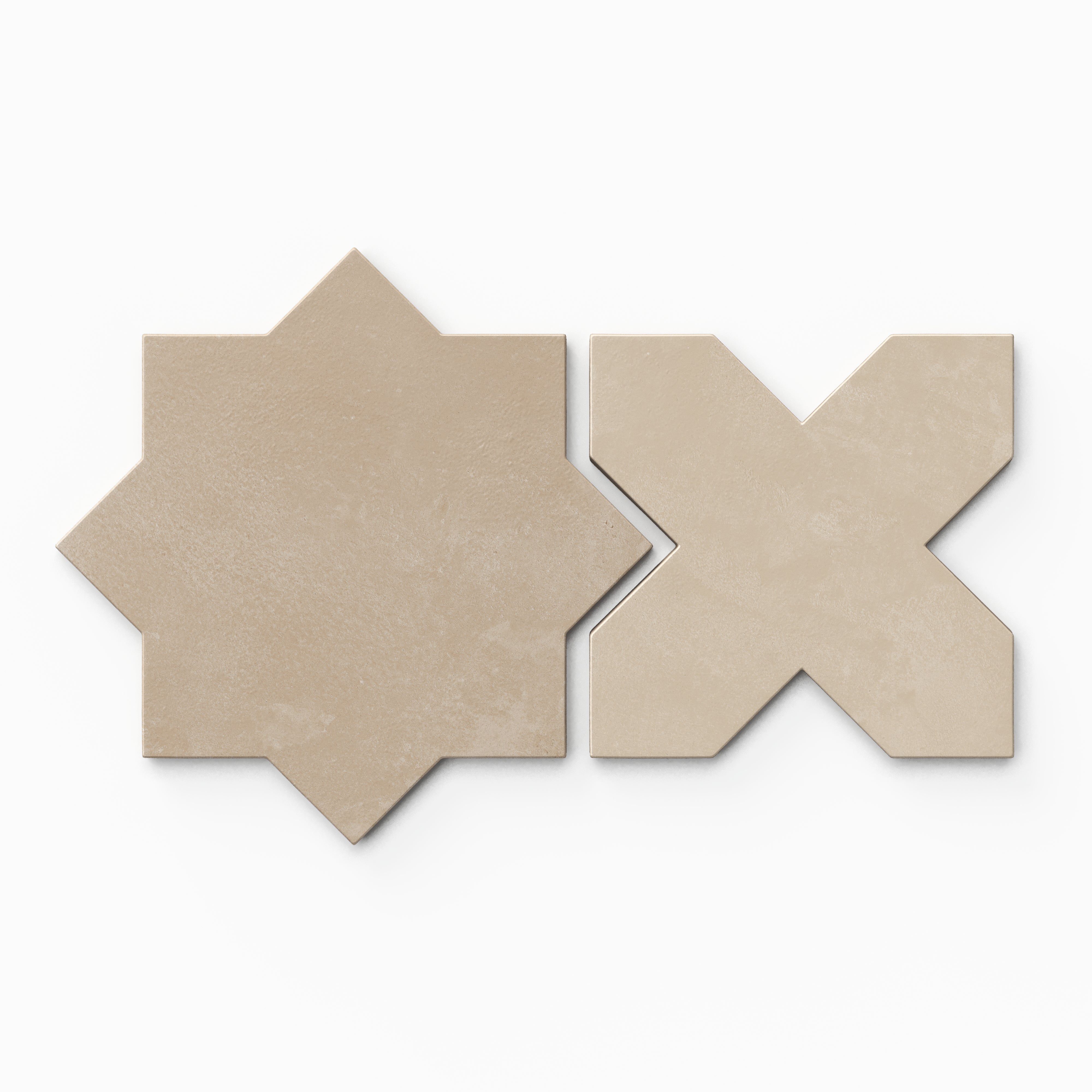 Isabel 11x11 Matte Porcelain Tile Star in Sand and Cross in Bone