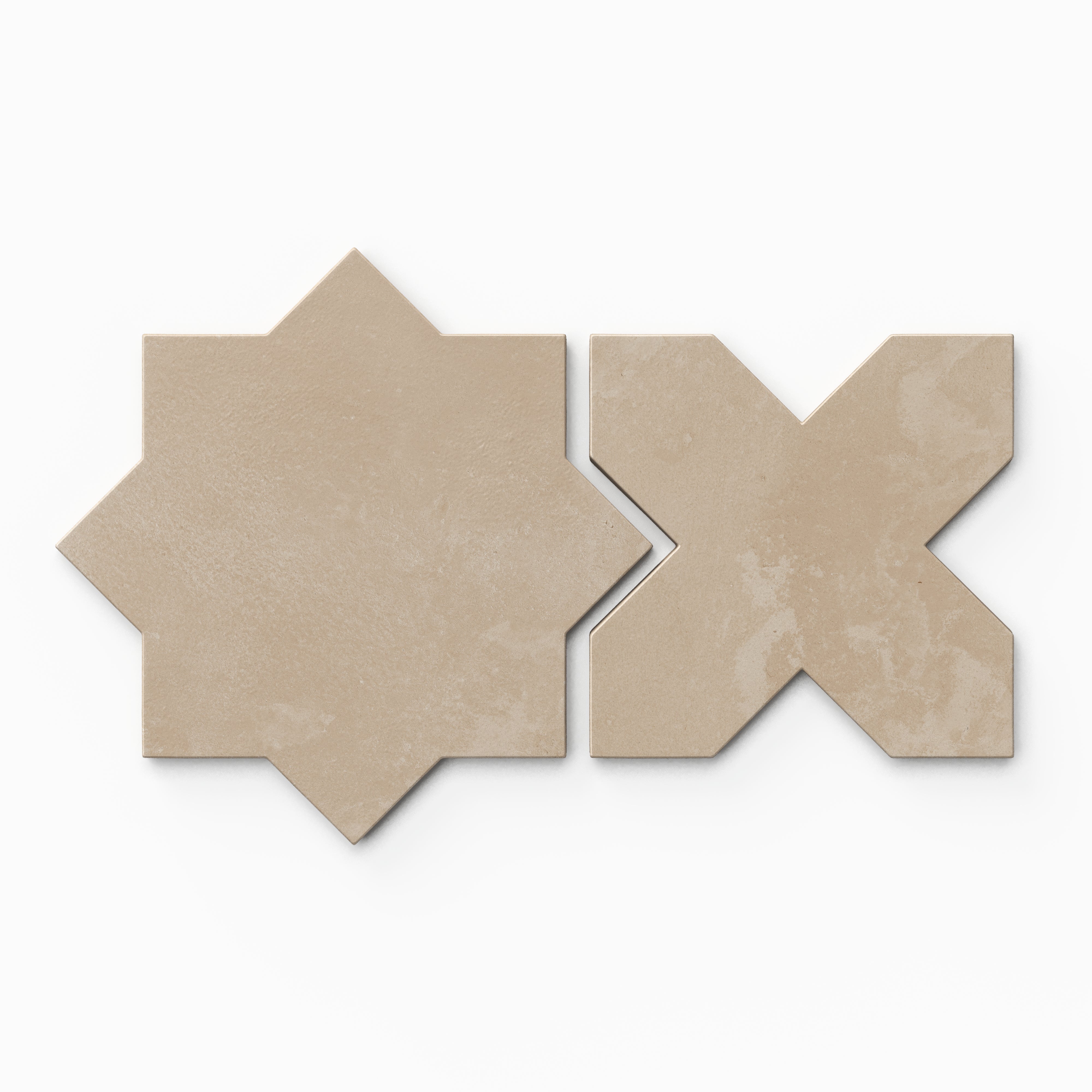 Isabel 11x11 Matte Porcelain Tile Star in Sand and Cross in Sand