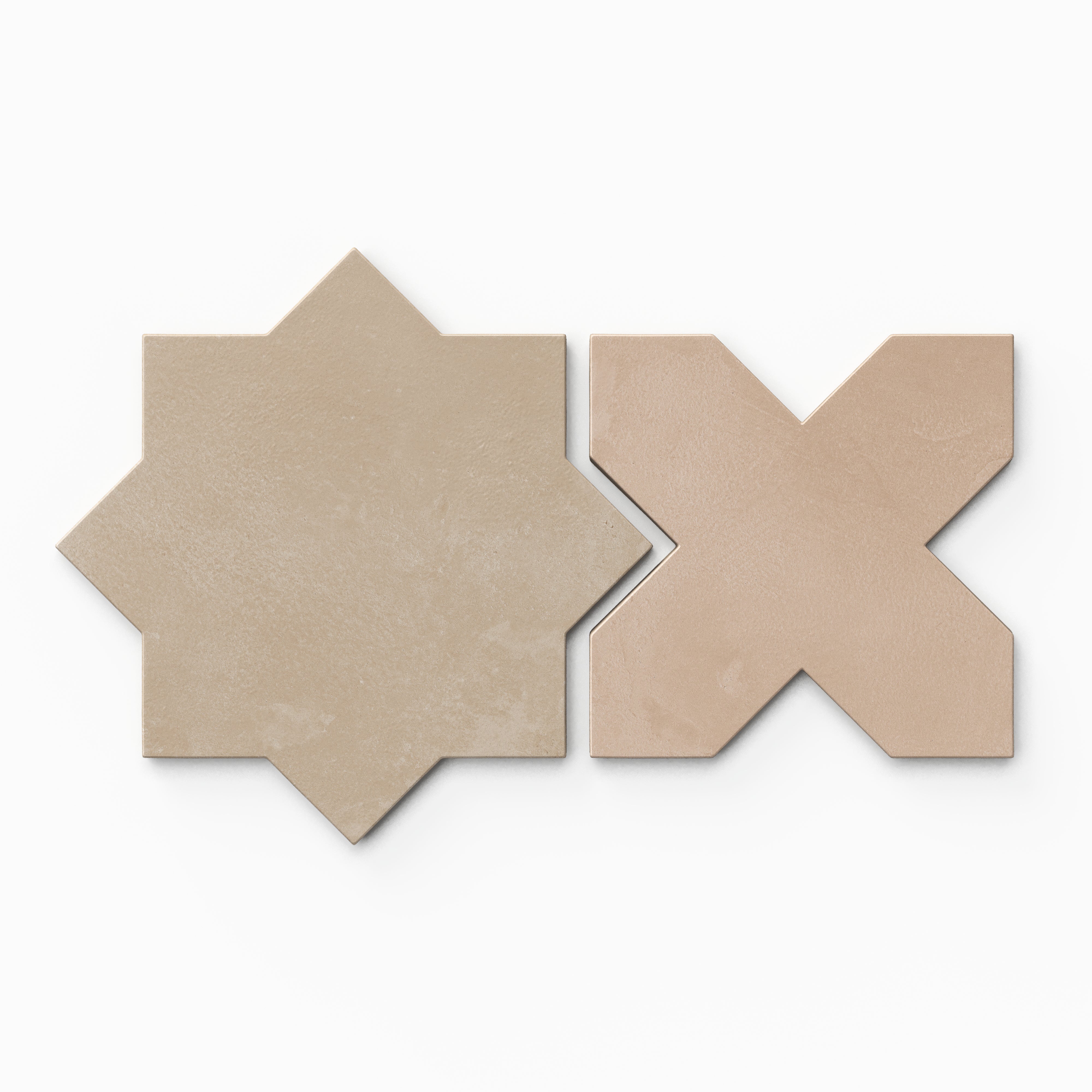 Isabel 11x11 Matte Porcelain Tile Star in Sand and Cross in Rosewood