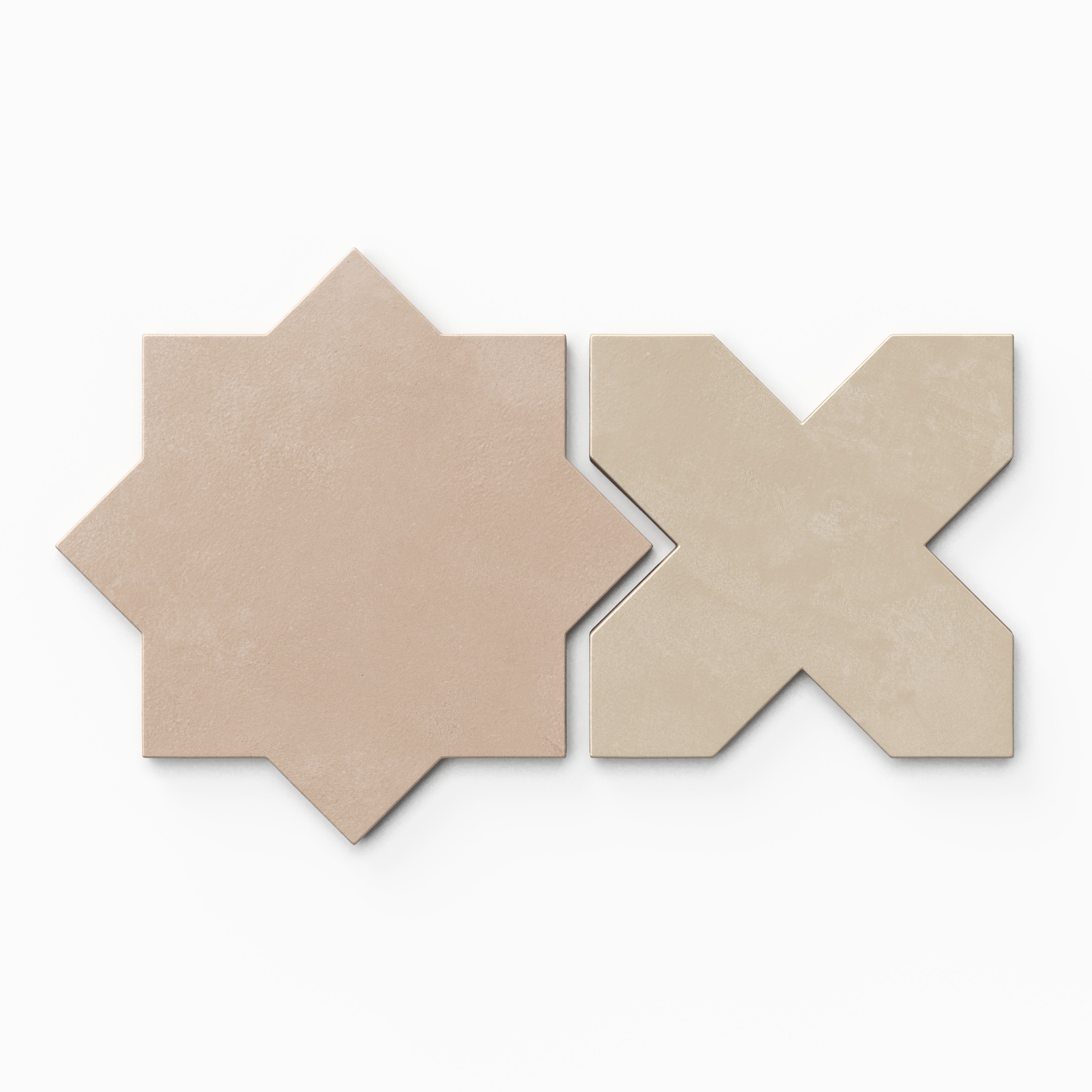 Isabel 11x11 Matte Porcelain Tile Star in Rosewood and Cross in Bone