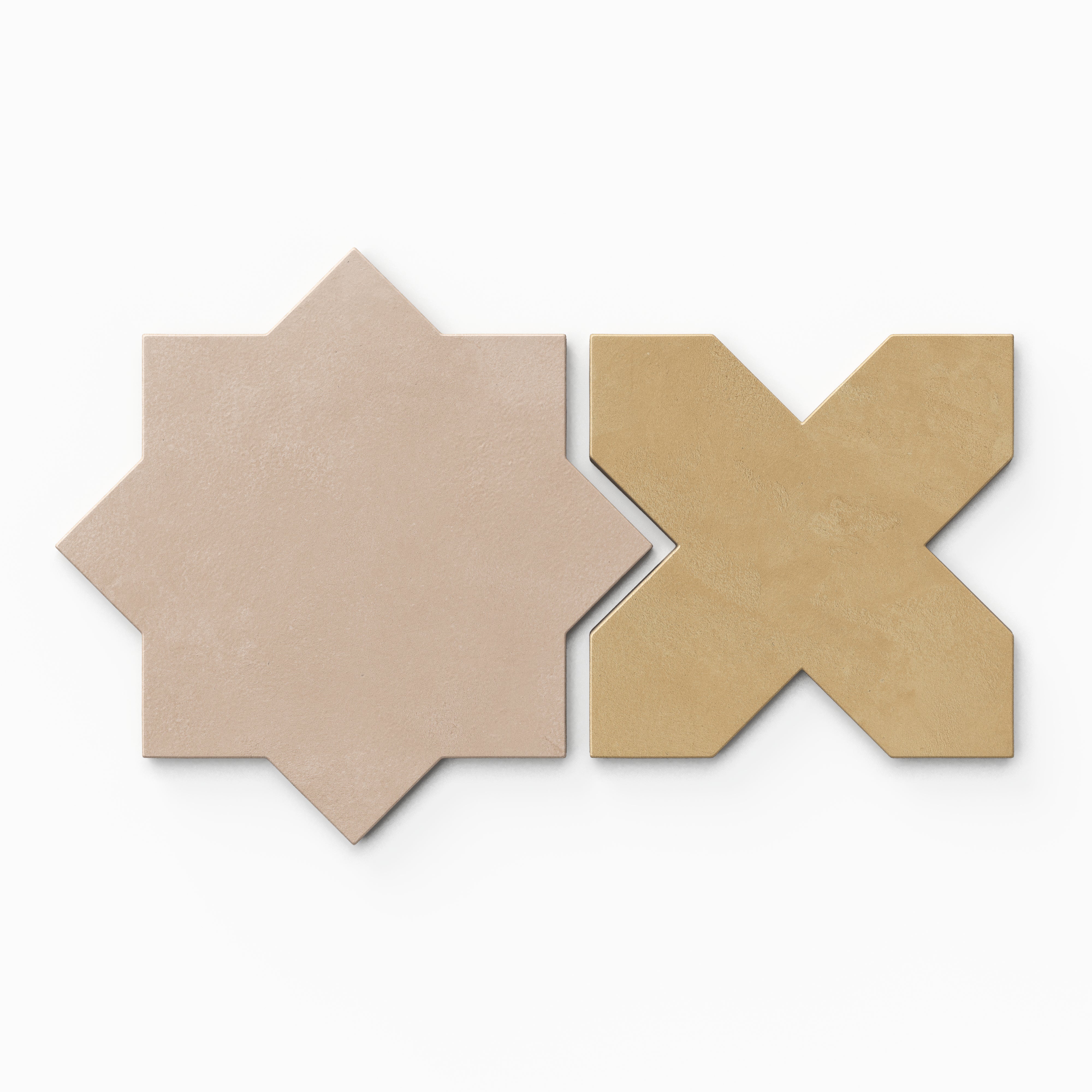 Isabel 11x11 Matte Porcelain Tile Star in Rosewood and Cross in Daffodil