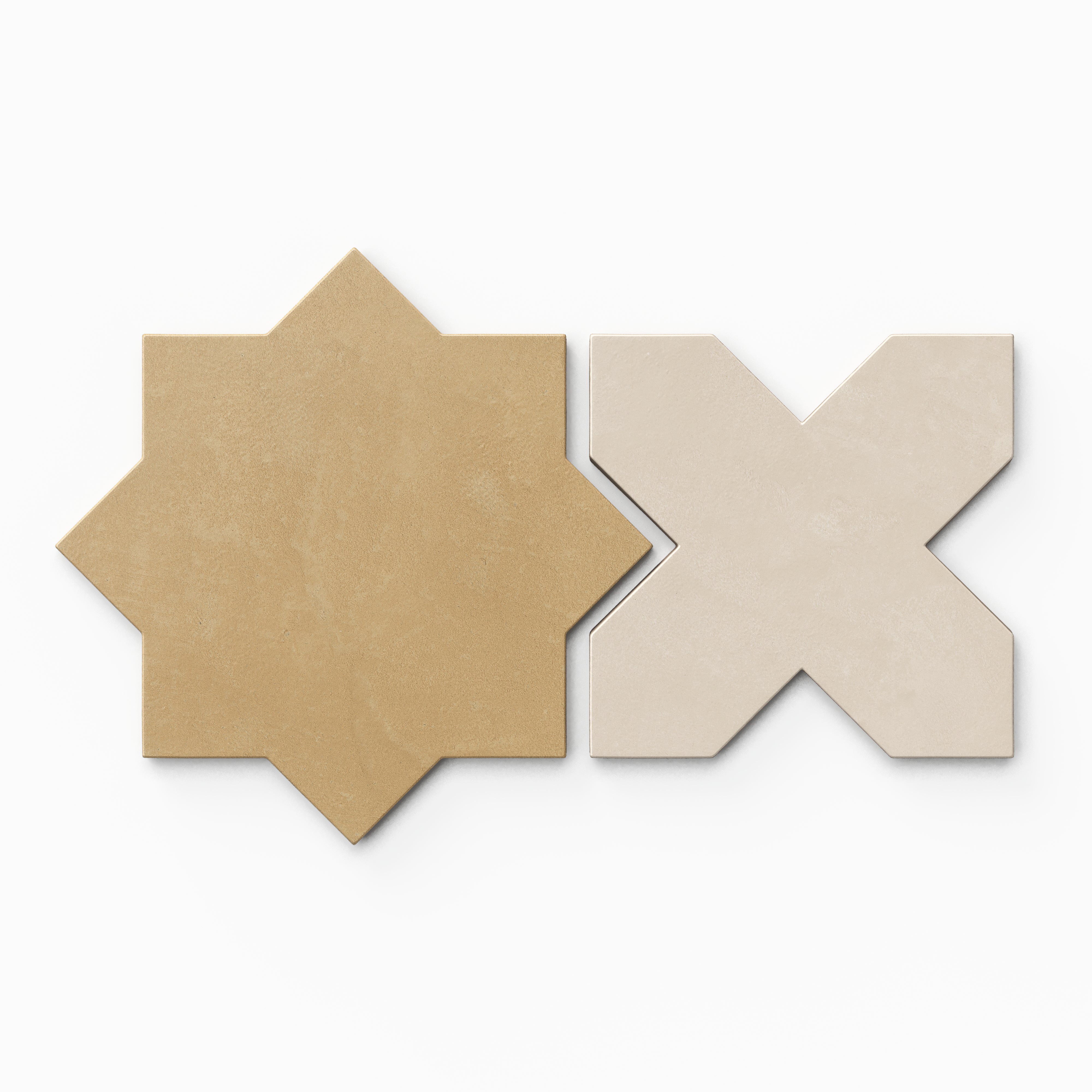 Isabel 11x11 Matte Porcelain Tile Star in Daffodil and Cross in Cream