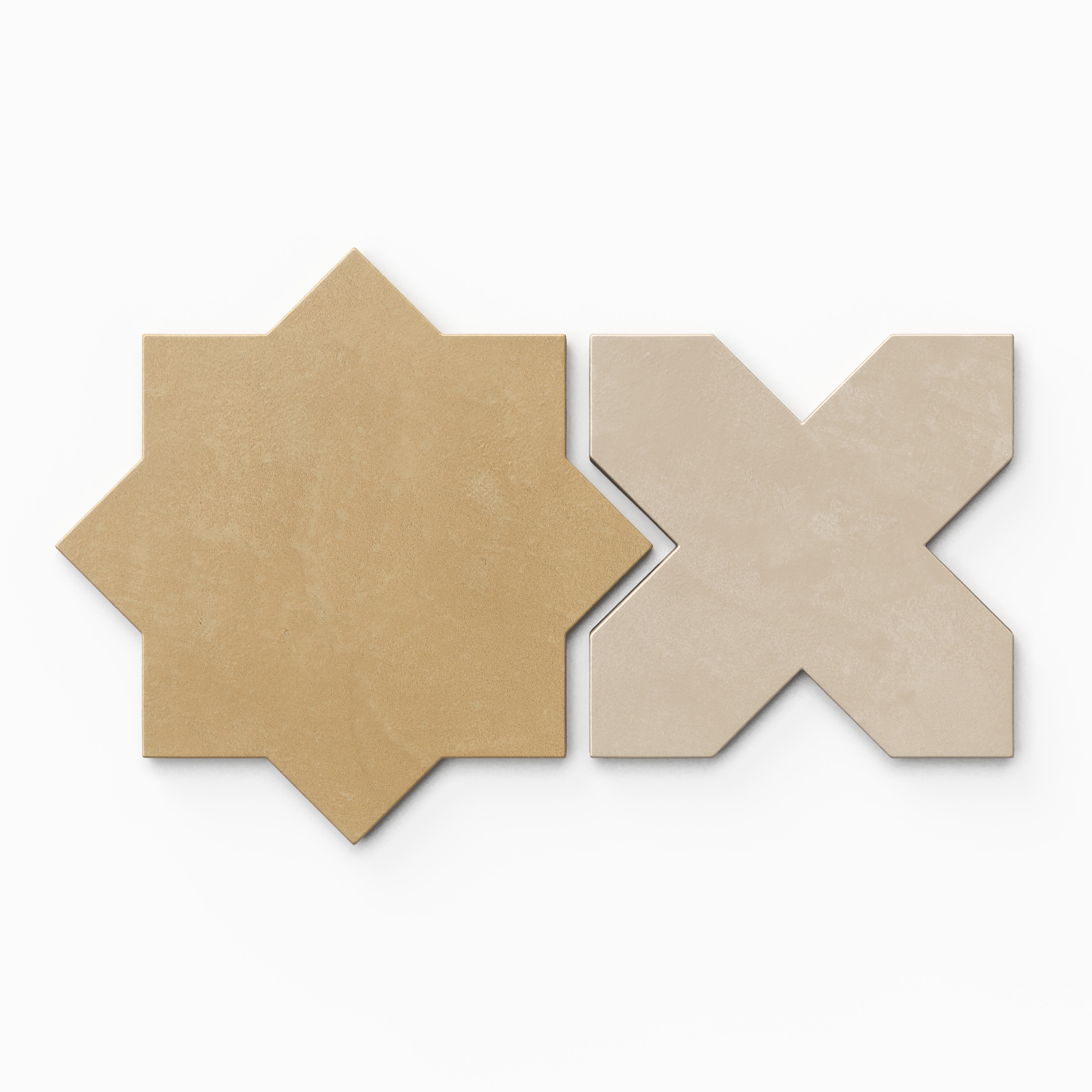Isabel 11x11 Matte Porcelain Tile Star in Daffodil and Cross in Bone