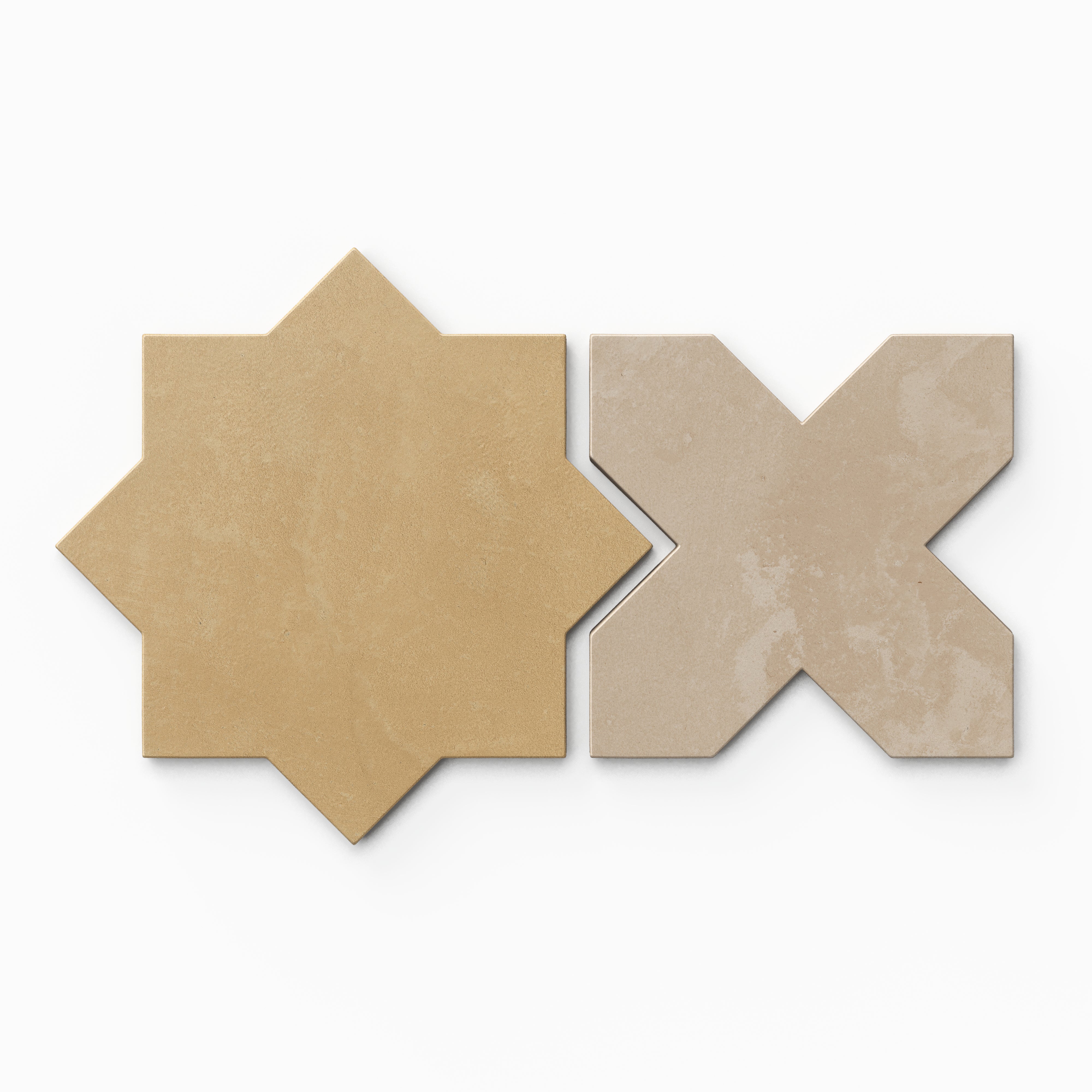 Isabel 11x11 Matte Porcelain Tile Star in Daffodil and Cross in Sand