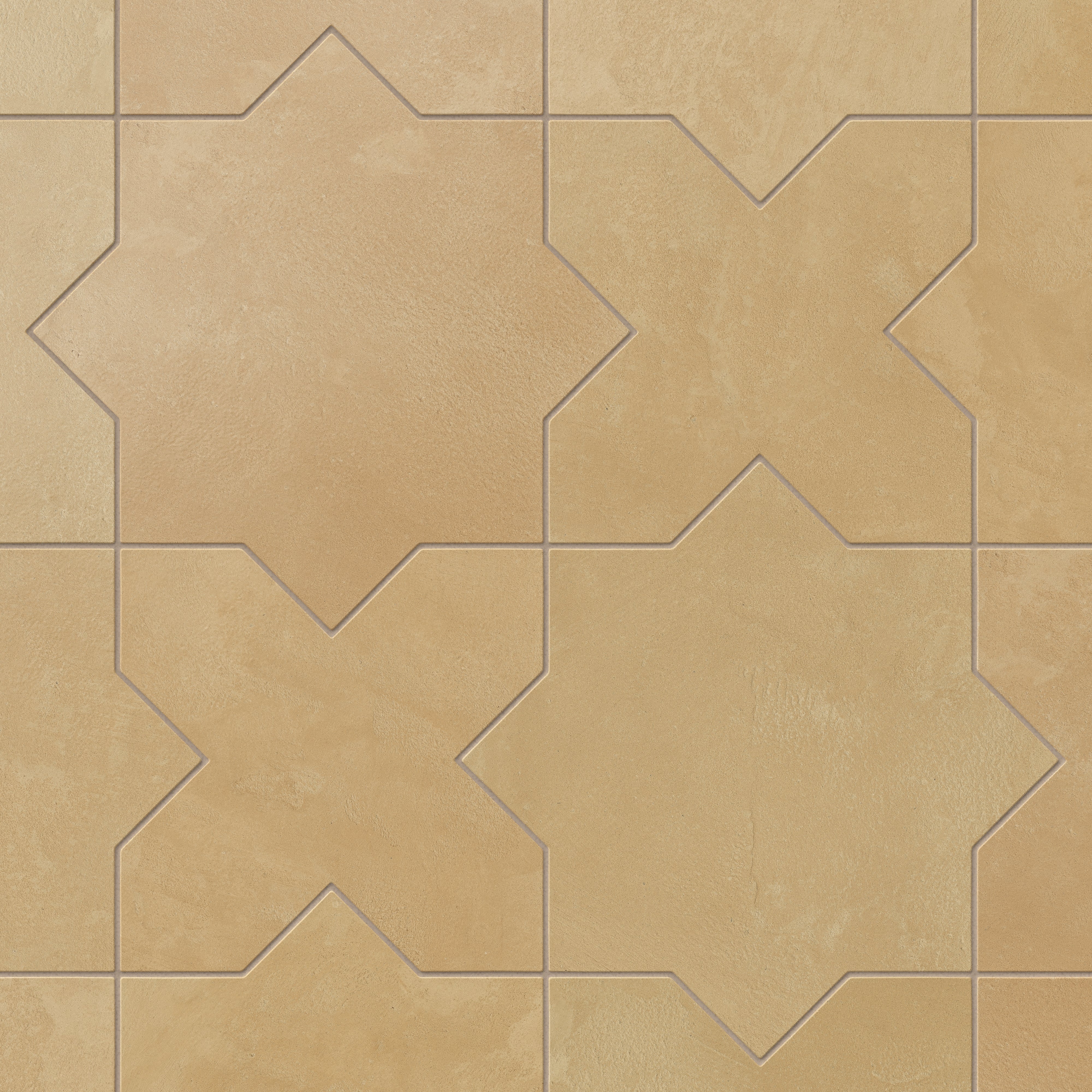 Isabel 11x11 Matte Porcelain Tile Star in Daffodil and Cross in Daffodil