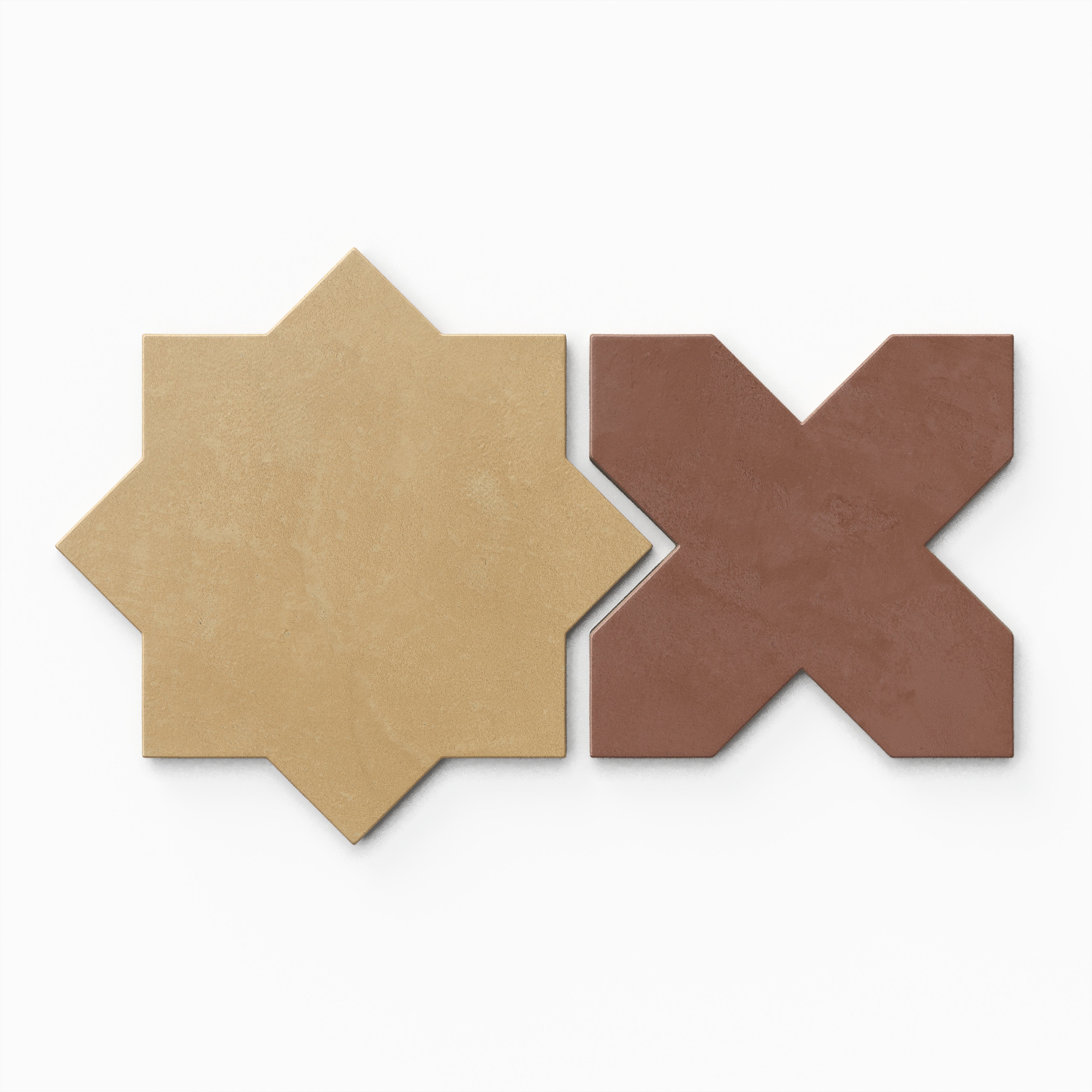Isabel 11x11 Matte Porcelain Tile Star in Daffodil and Cross in Rust