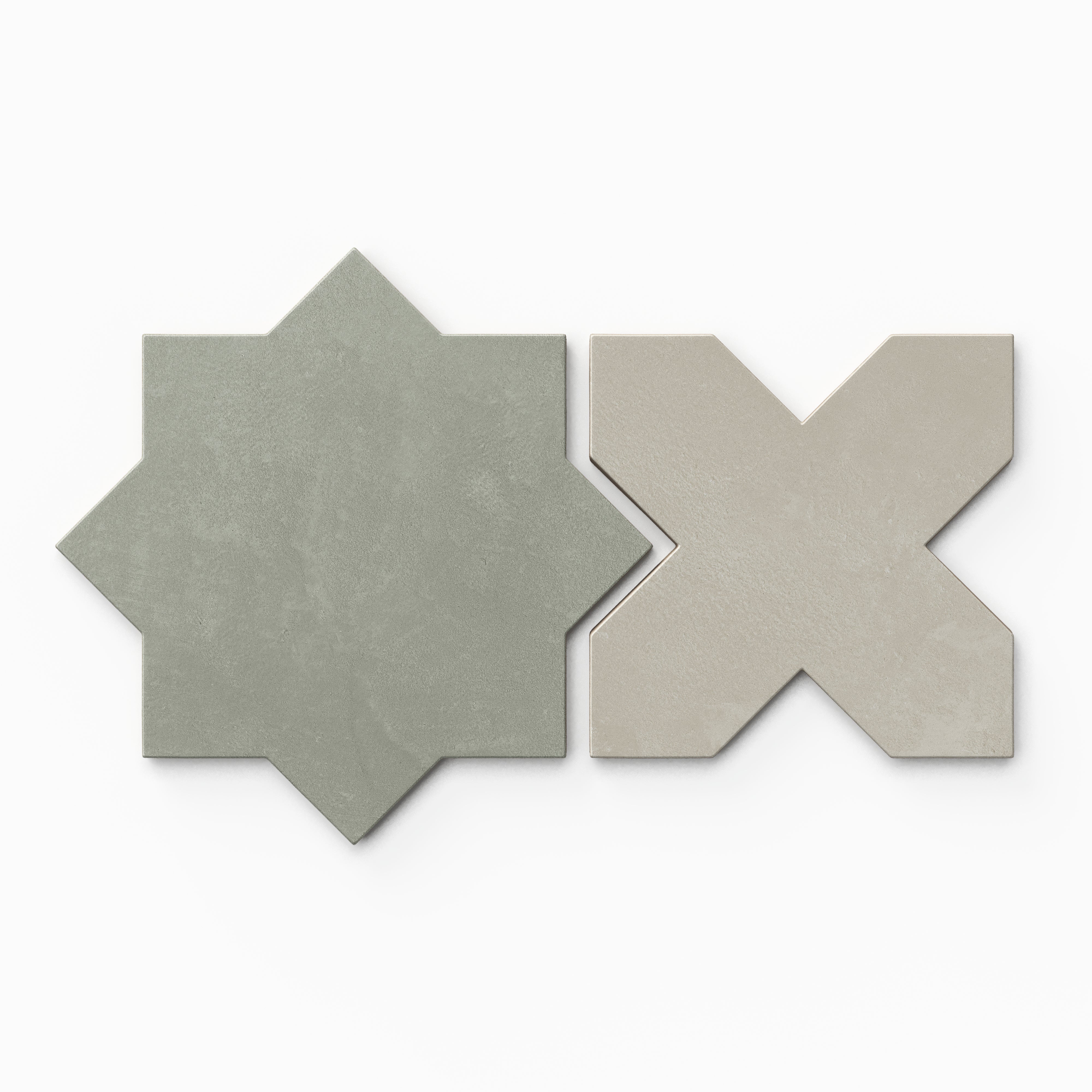 Isabel 11x11 Matte Porcelain Tile Star in Seasalt and Cross in Dove