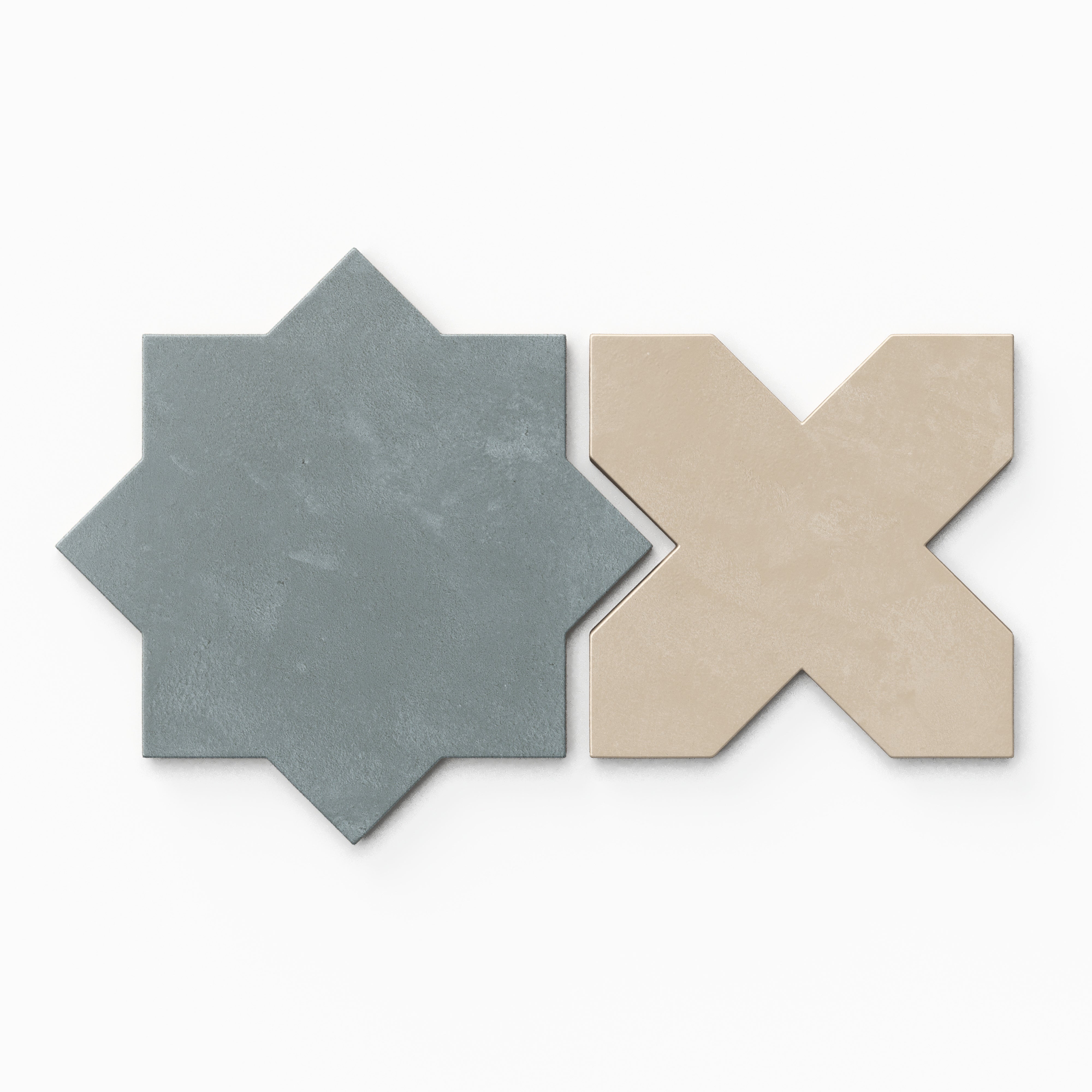 Isabel 11x11 Matte Porcelain Tile Star in Slate and Cross in Bone