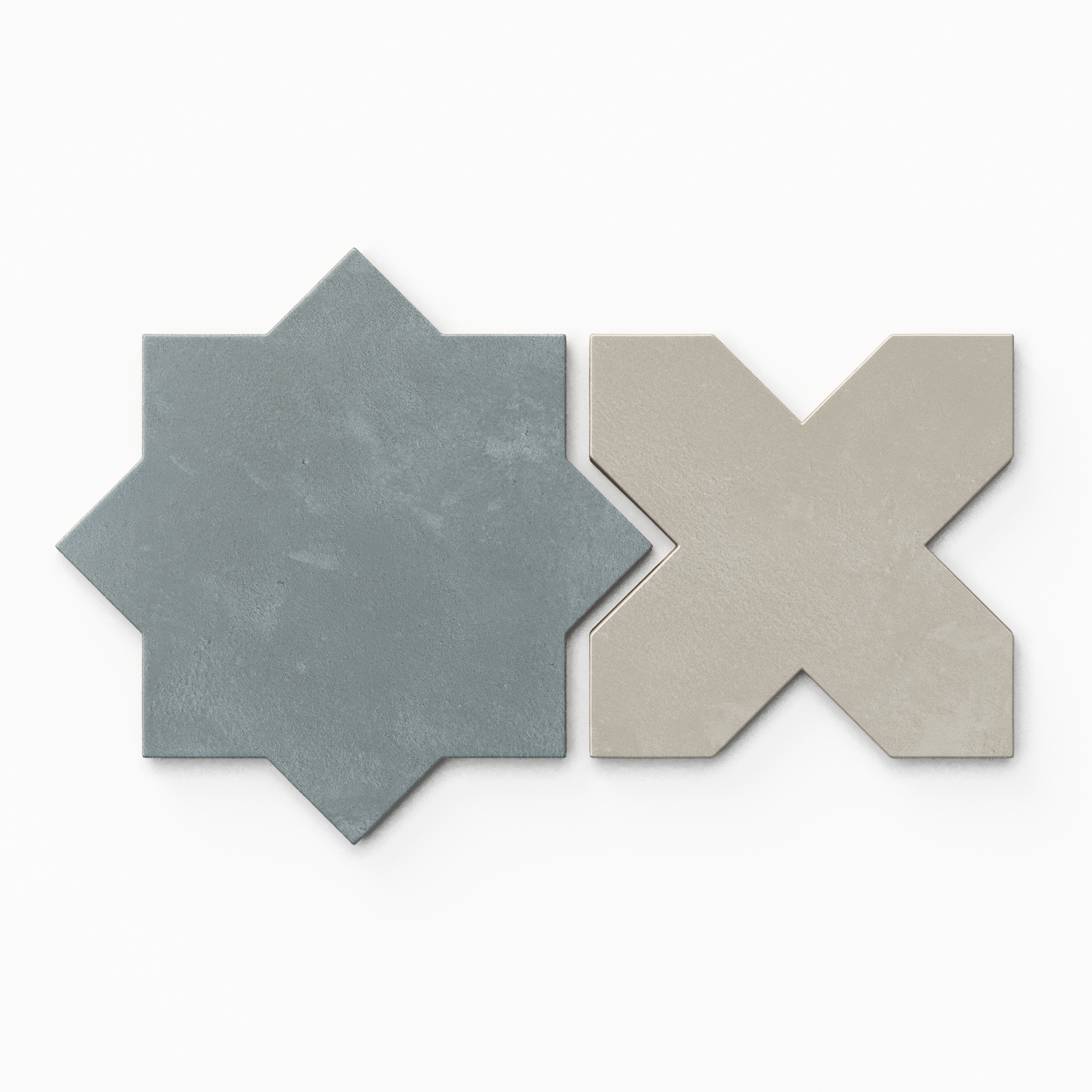 Isabel 11x11 Matte Porcelain Tile Star in Slate and Cross in Dove
