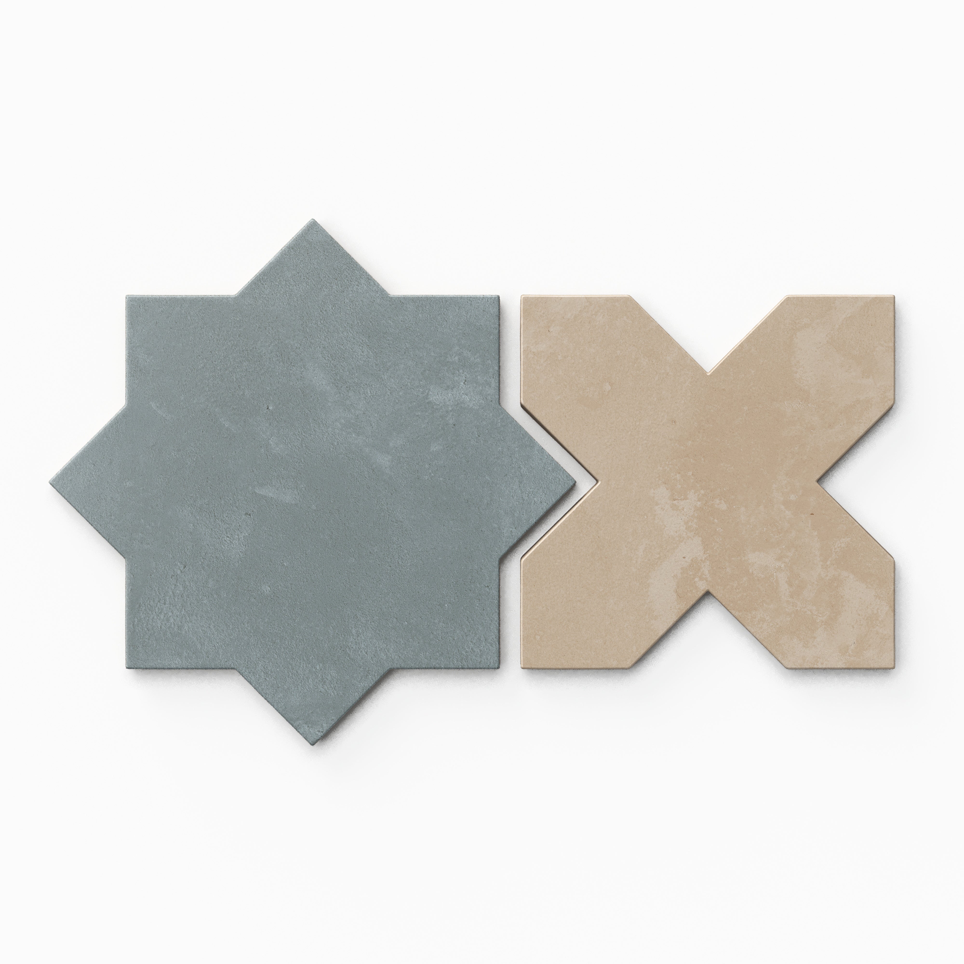 Isabel 11x11 Matte Porcelain Tile Star in Slate and Cross in Sand