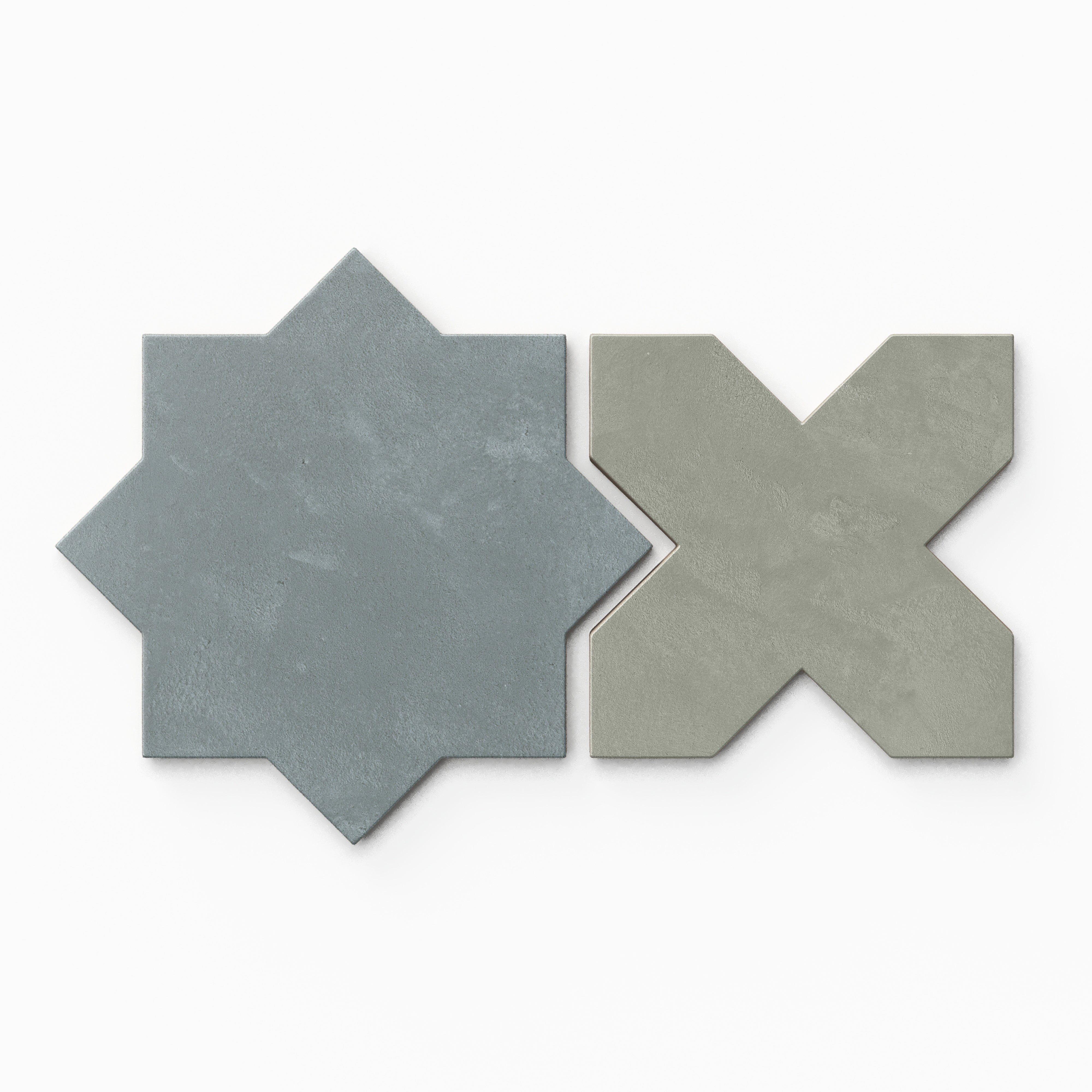 Isabel 11x11 Matte Porcelain Tile Star in Slate and Cross in Seasalt