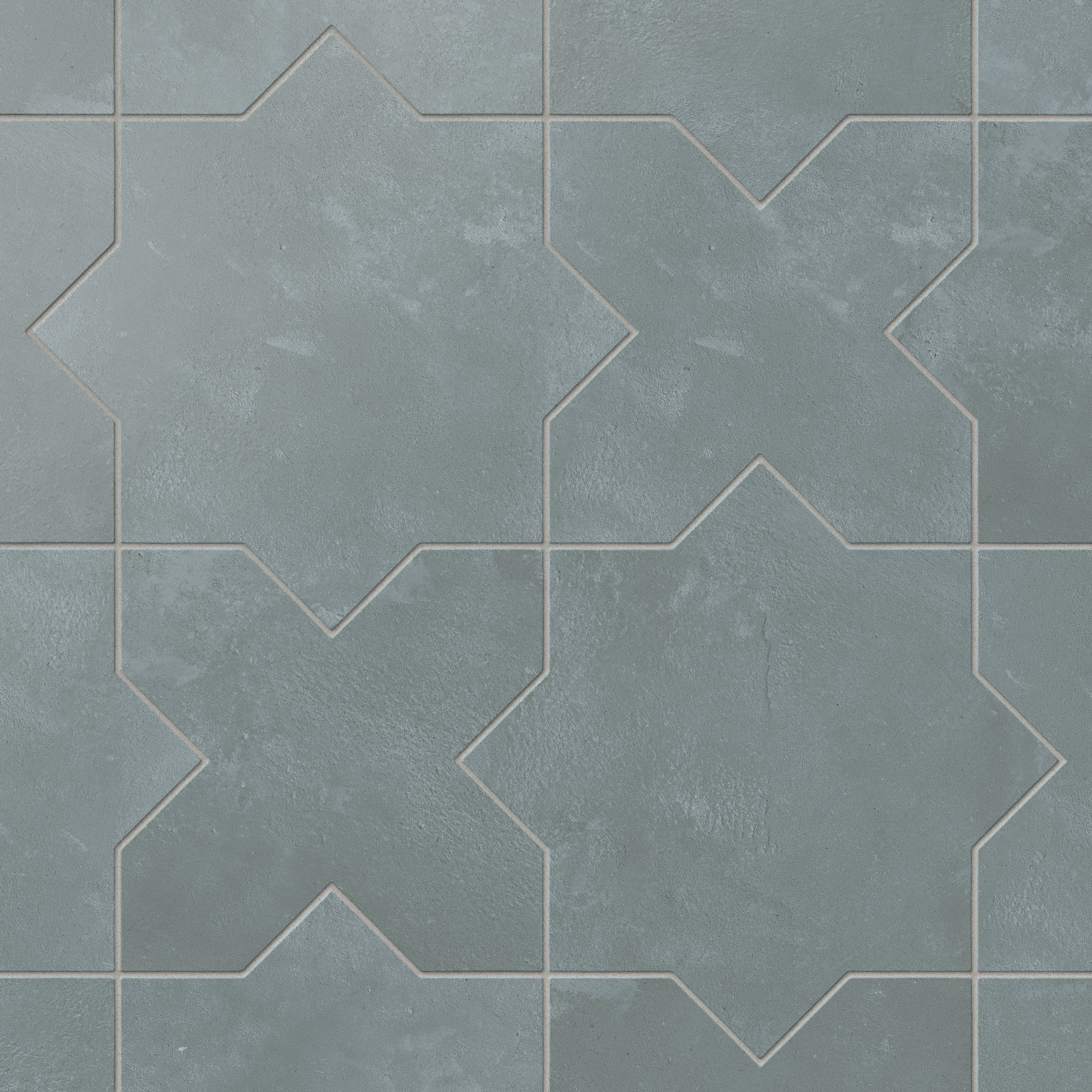 Isabel 11x11 Matte Porcelain Tile Star in Slate and Cross in Slate
