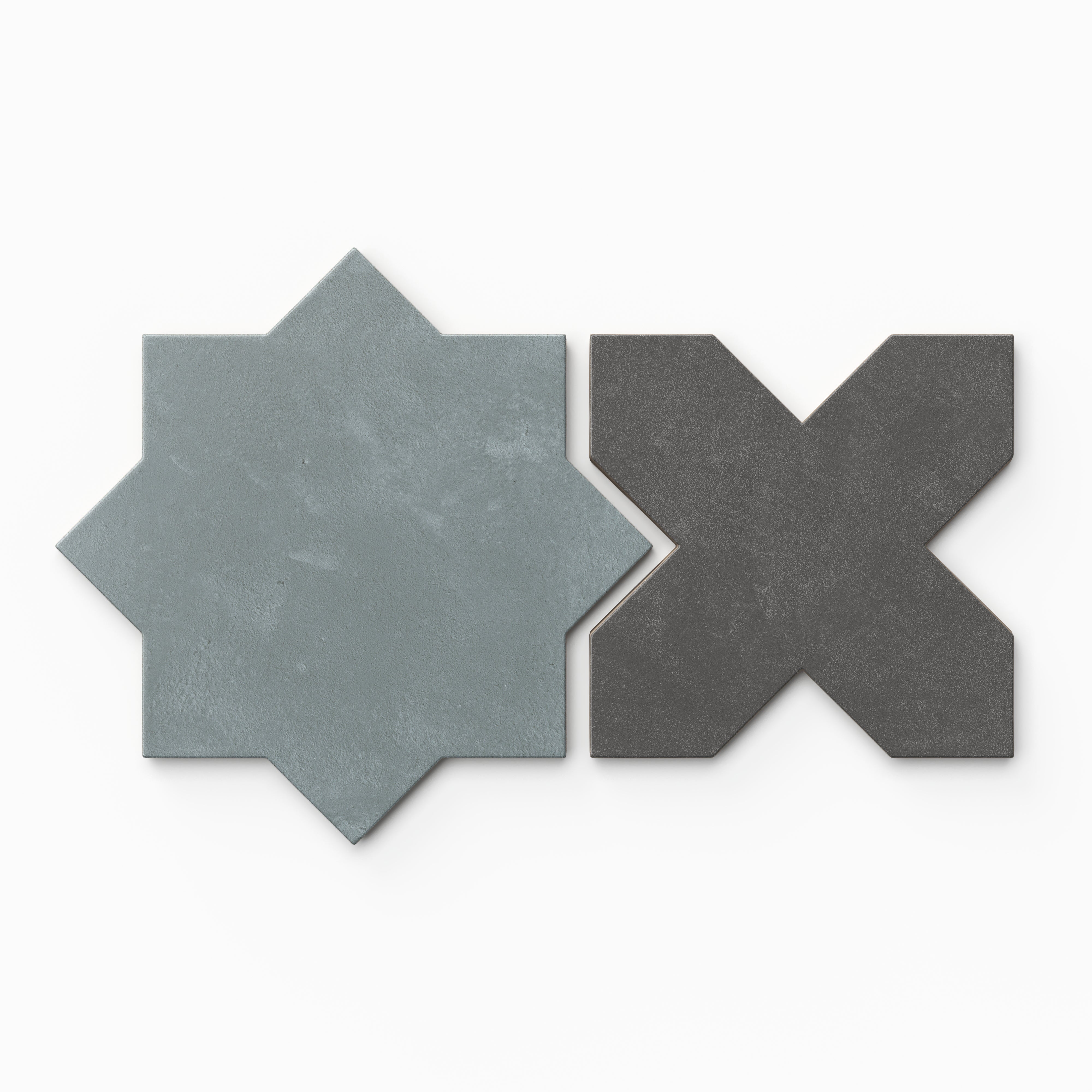 Isabel 11x11 Matte Porcelain Tile Star in Slate and Cross in Charcoal