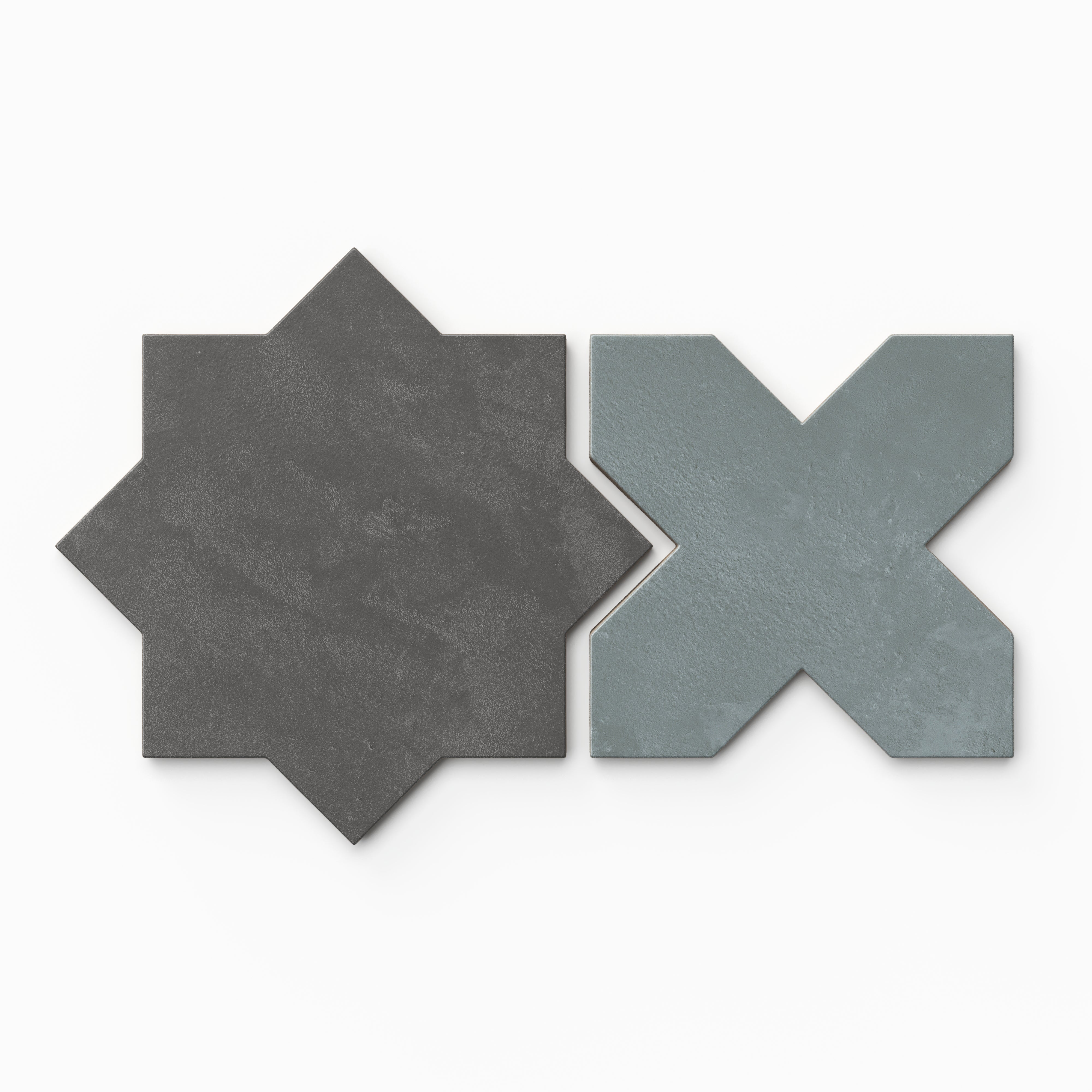 Isabel 11x11 Matte Porcelain Tile Star in Charcoal and Cross in Slate