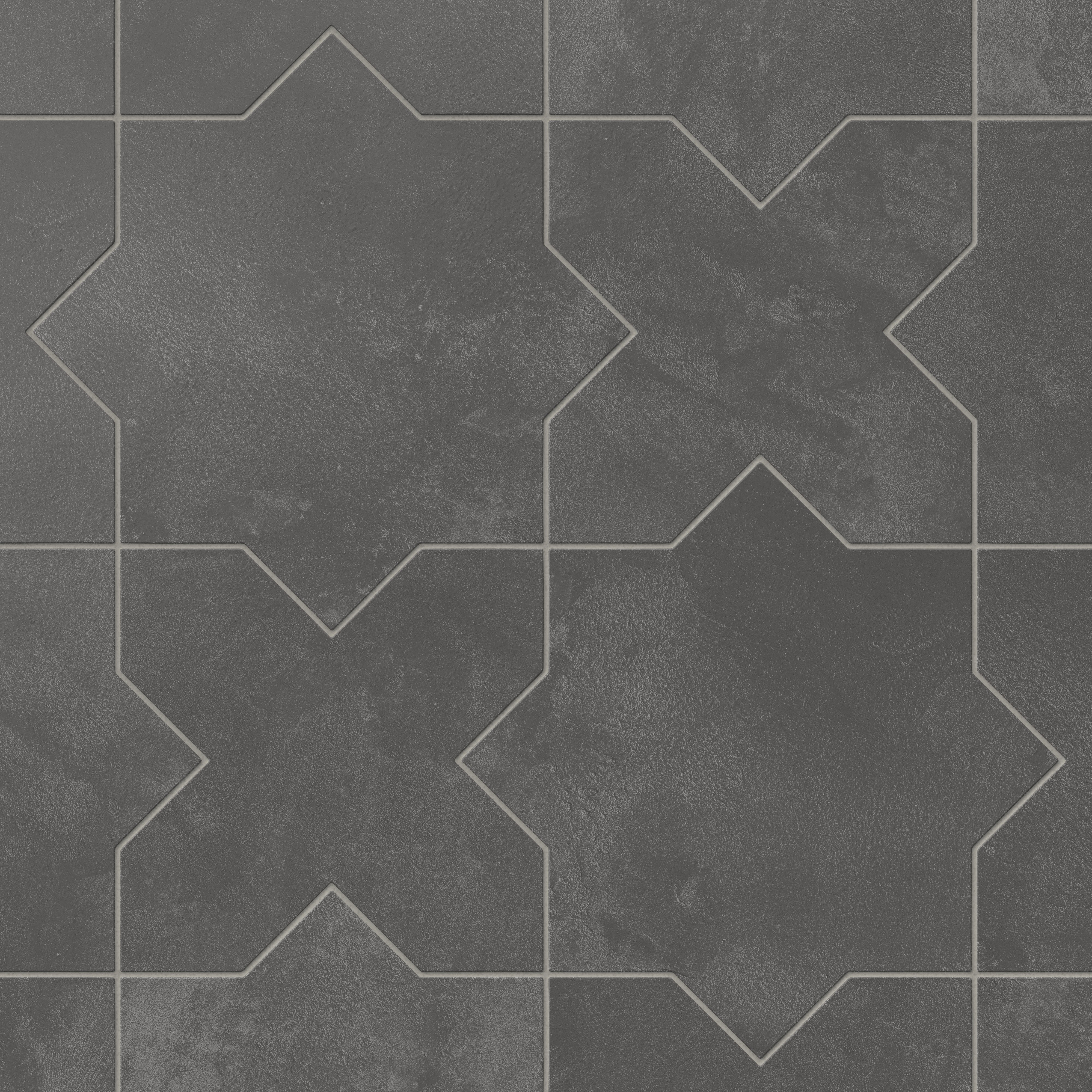 Isabel 11x11 Matte Porcelain Tile Star in Charcoal and Cross in Charcoal