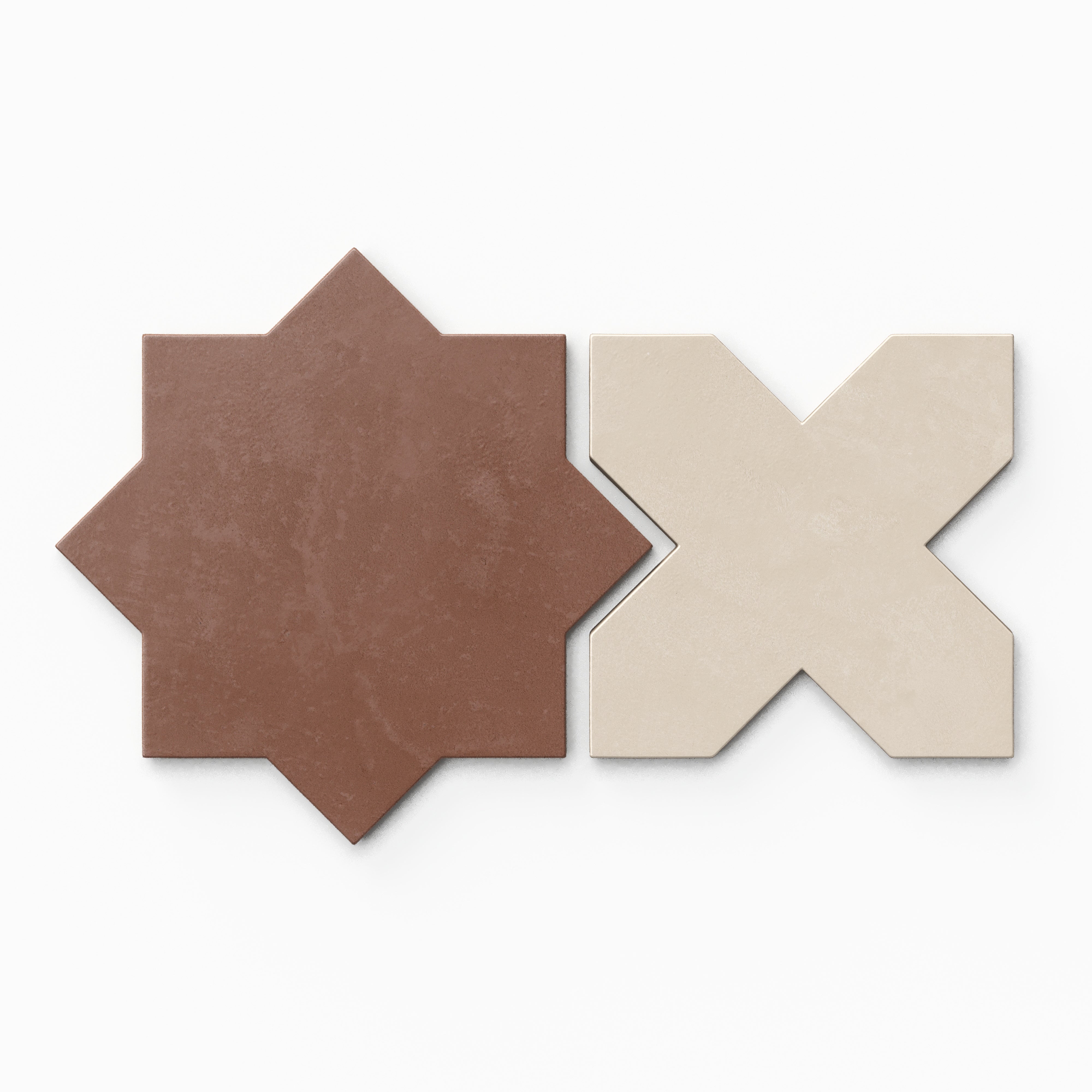 Isabel 11x11 Matte Porcelain Tile Star in Rust and Cross in Cream
