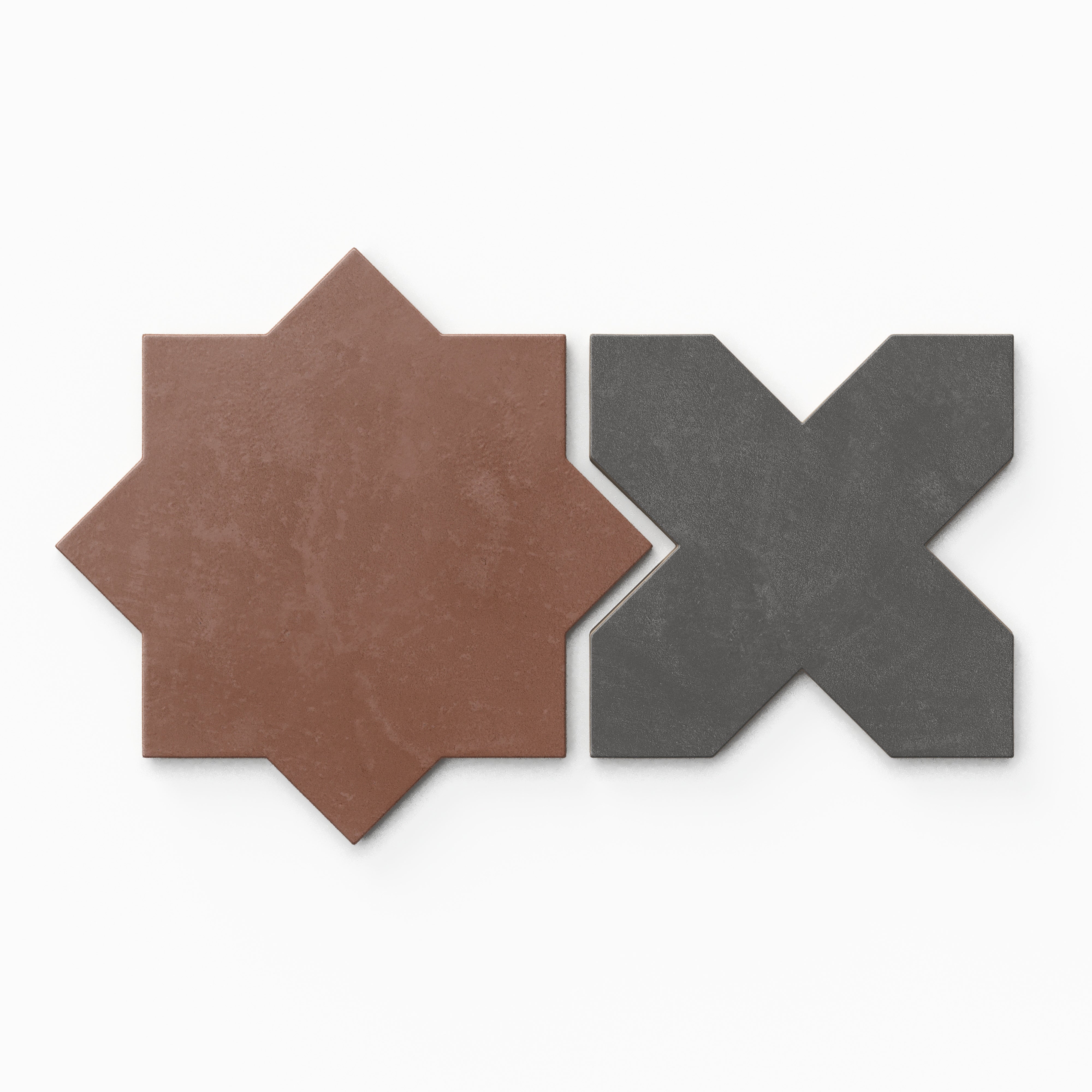 Isabel 11x11 Matte Porcelain Tile Star in Rust and Cross in Charcoal