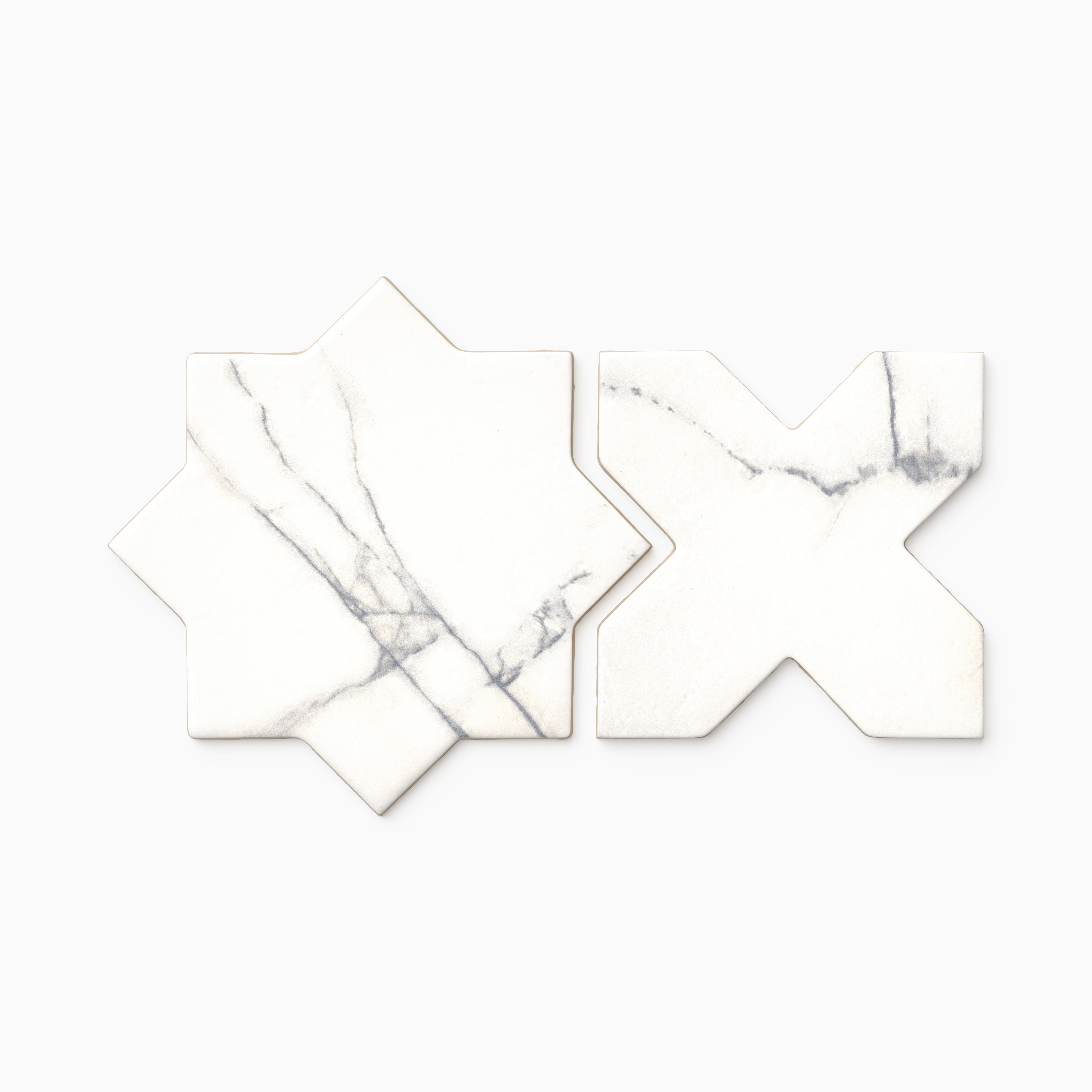 Aslan 6x12 Porcelain Tile Star in Calacatta and Cross in Calacatta