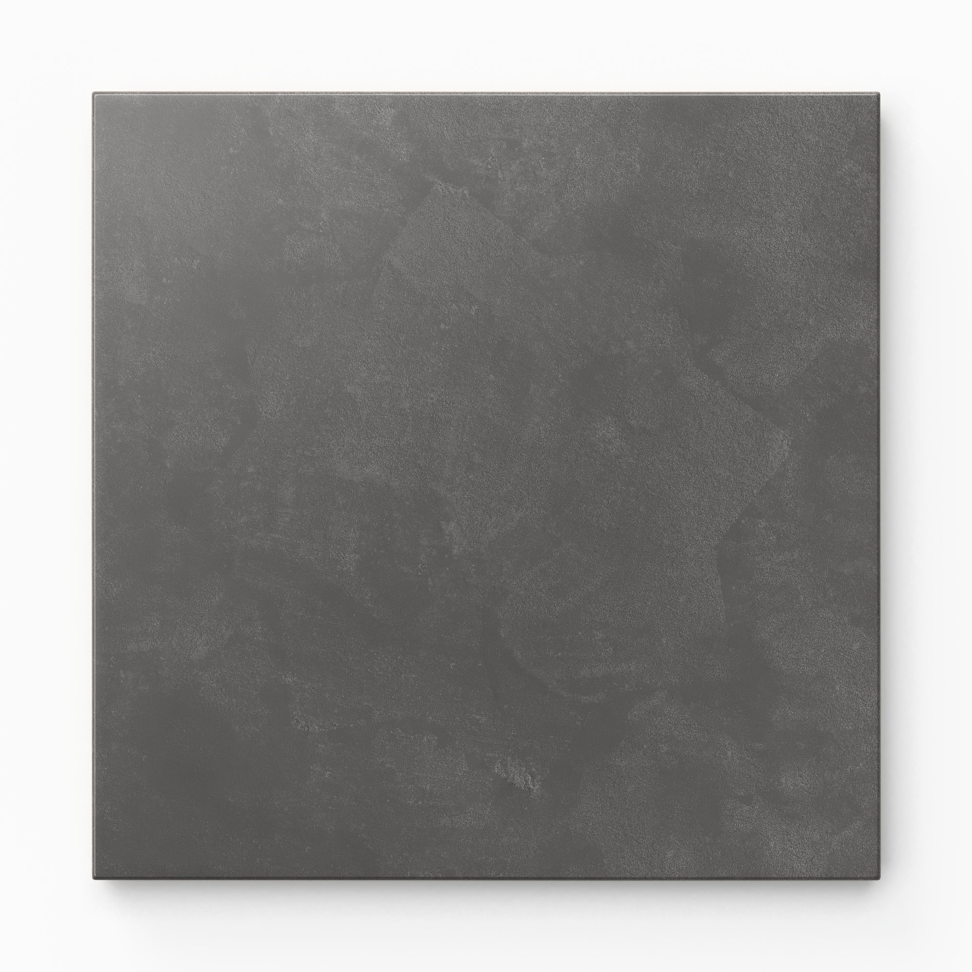 Isabel 6x6 Matte Porcelain Tile in Charcoal highlights deep gray tones in a balanced square form, with understated cement-plaster texture and a refined powdery matte finish.